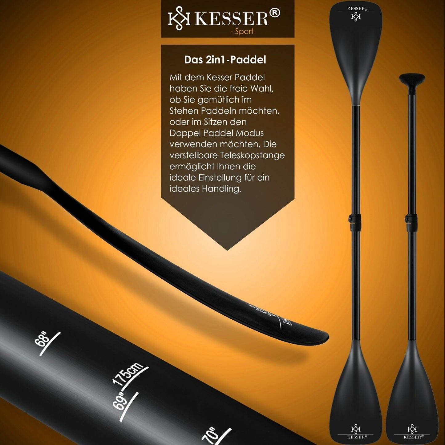 KESSER® SUP Board Set Stand up Paddle Aufblasbar Sichtfenster Surfboard Paddling