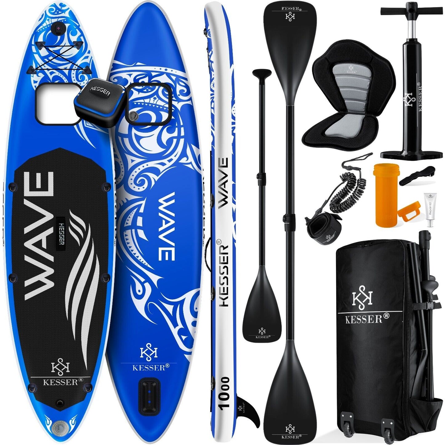 KESSER® SUP Board Set Stand up Paddle Aufblasbar Sichtfenster Surfboard Paddling