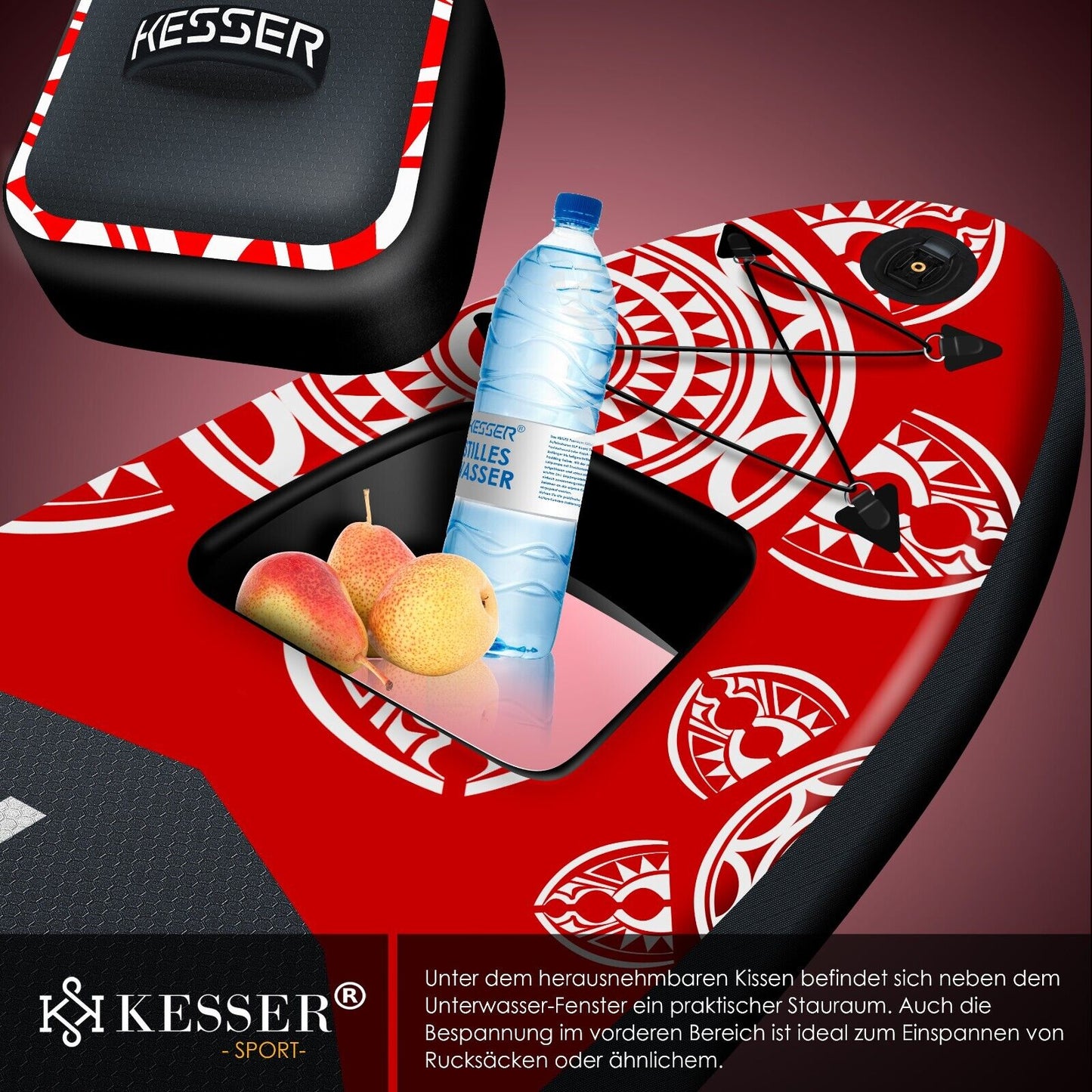 KESSER® SUP Board Set Stand up Paddle Aufblasbar Sichtfenster Surfboard Paddling