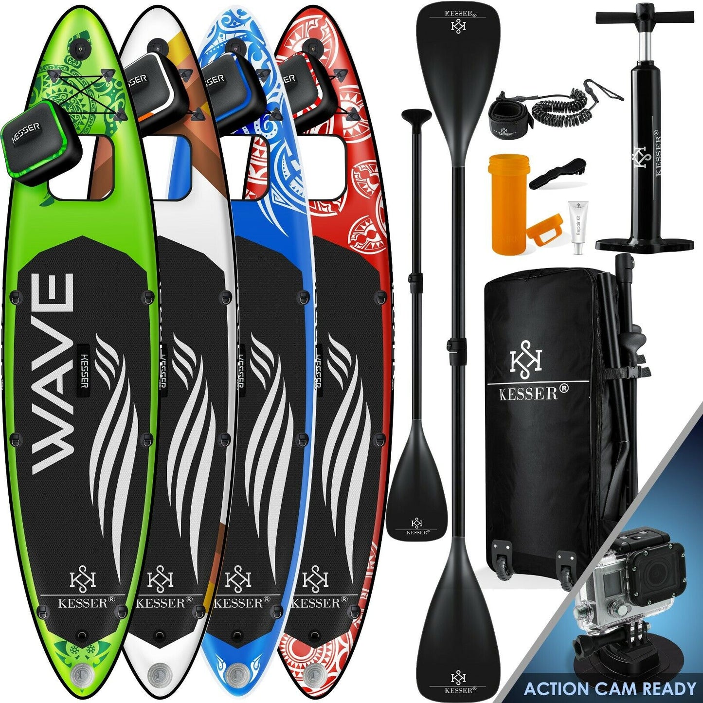 KESSER® SUP Board Set Stand up Paddle Aufblasbar Sichtfenster Surfboard Paddling