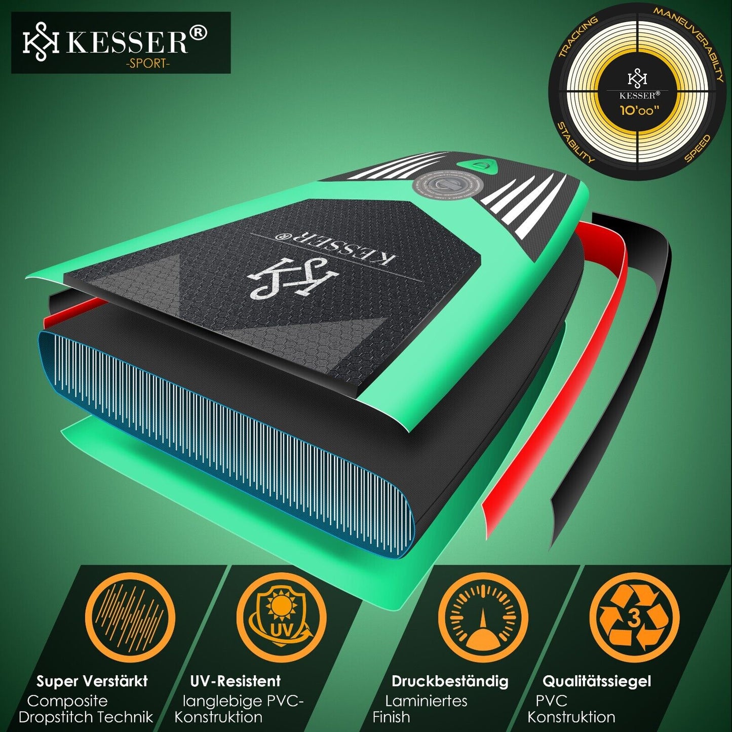 KESSER® SUP Board Set GTX Mit Sitz Stand up Paddle Aufblasbar Surfboard Paddling