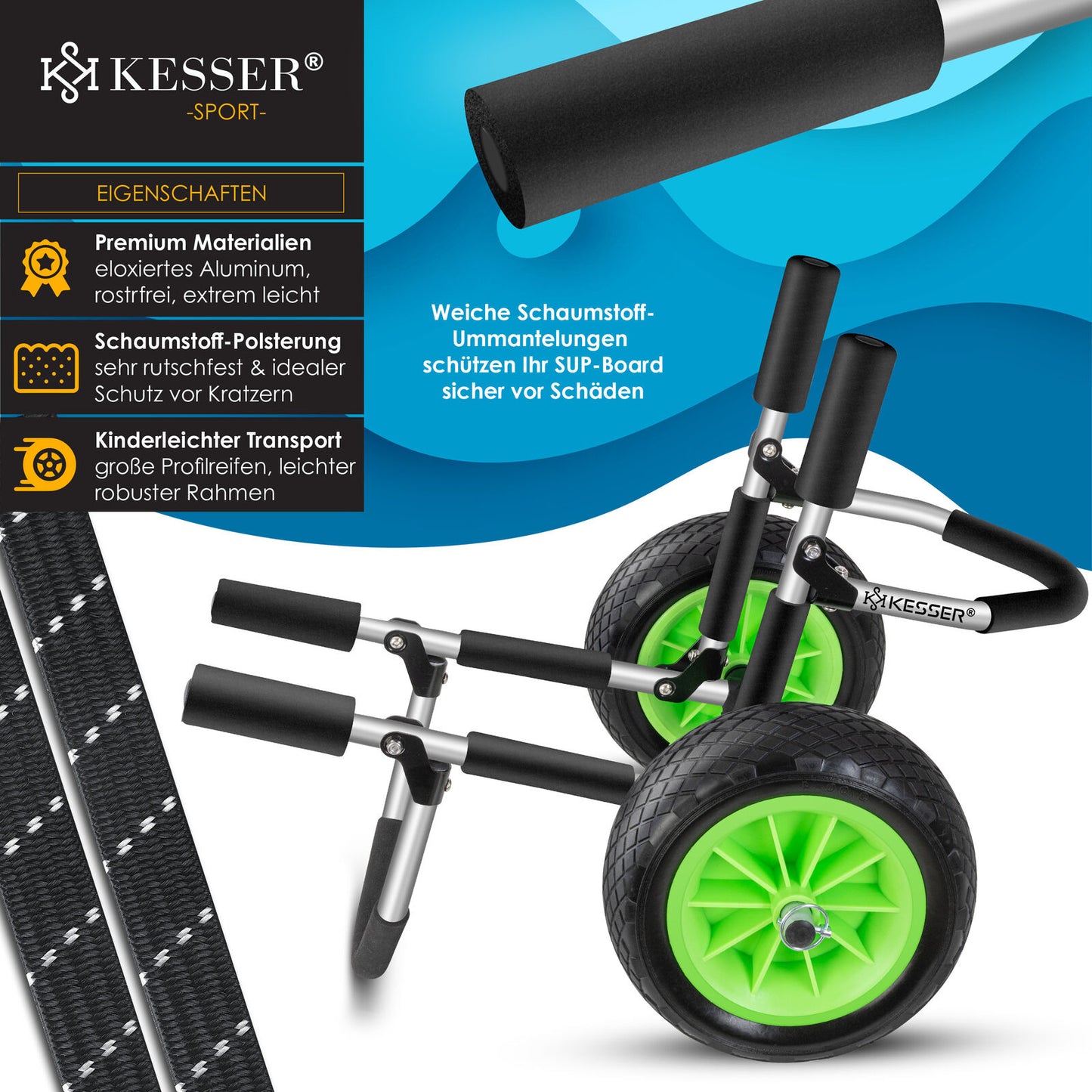 KESSER® SUP Transportwagen Stand up Paddle Board Surfboard Wagen Kajakwagen
