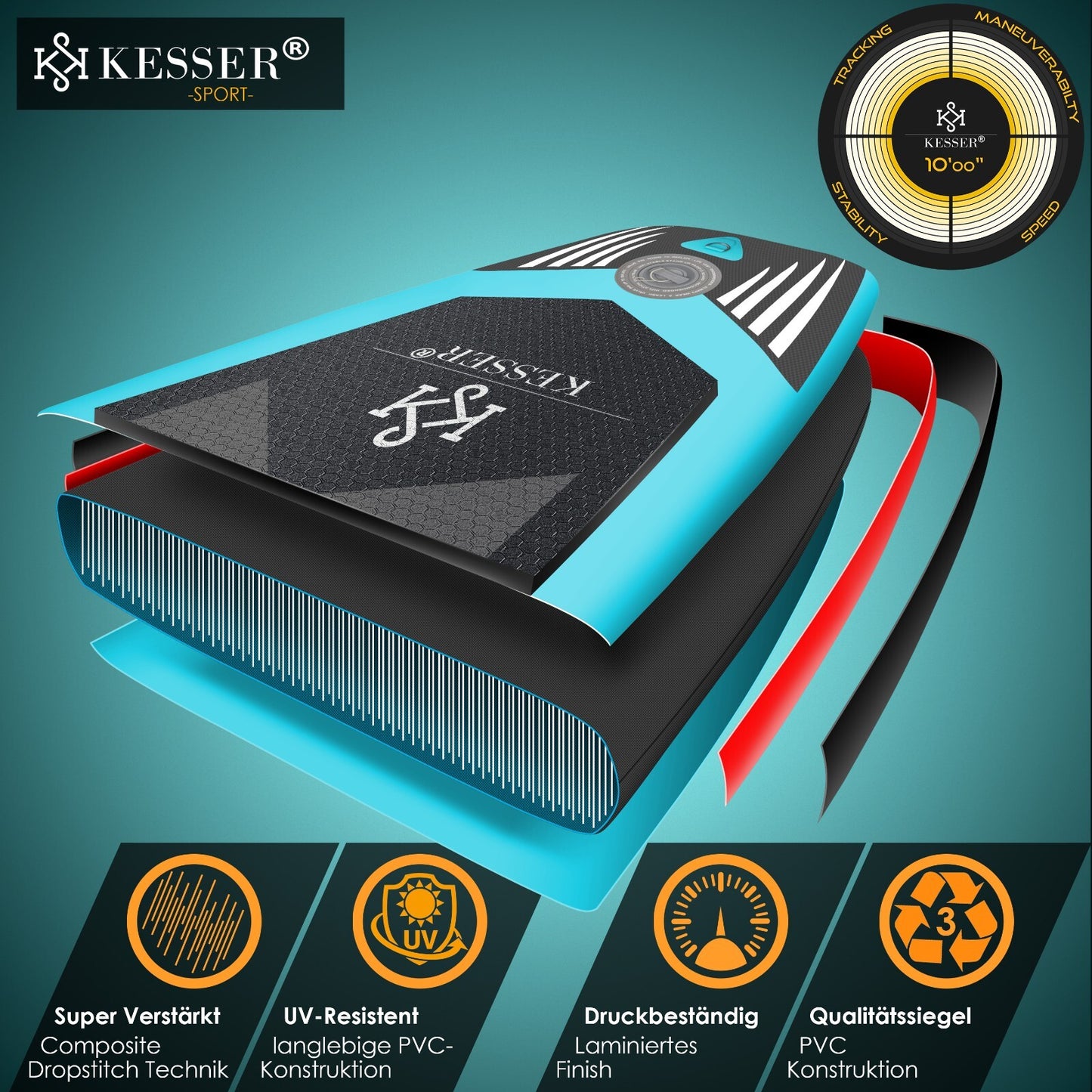 KESSER® SUP Board Set GTX Mit Sitz Stand up Paddle Aufblasbar Surfboard Paddling
