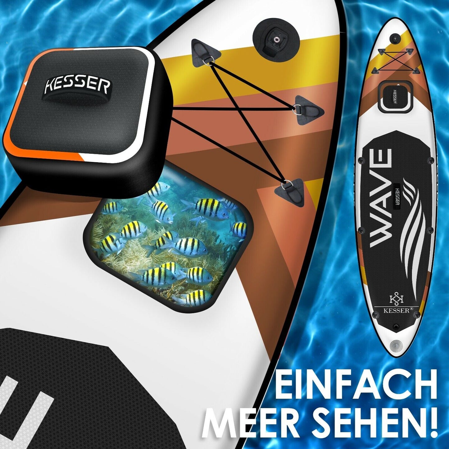 KESSER® SUP Board Set Stand up Paddle Aufblasbar Sichtfenster Surfboard Paddling