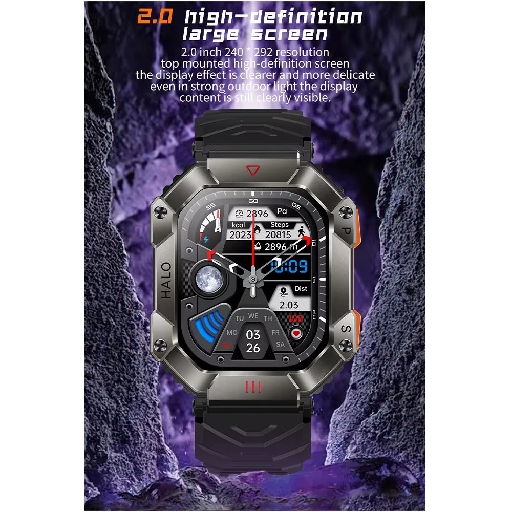 2024 New Outdoor Sports Smart Watch Altitude Pressure Compass Heart Rate Blood Oxygen Monitoring Bluetooth Call Smartwatches 