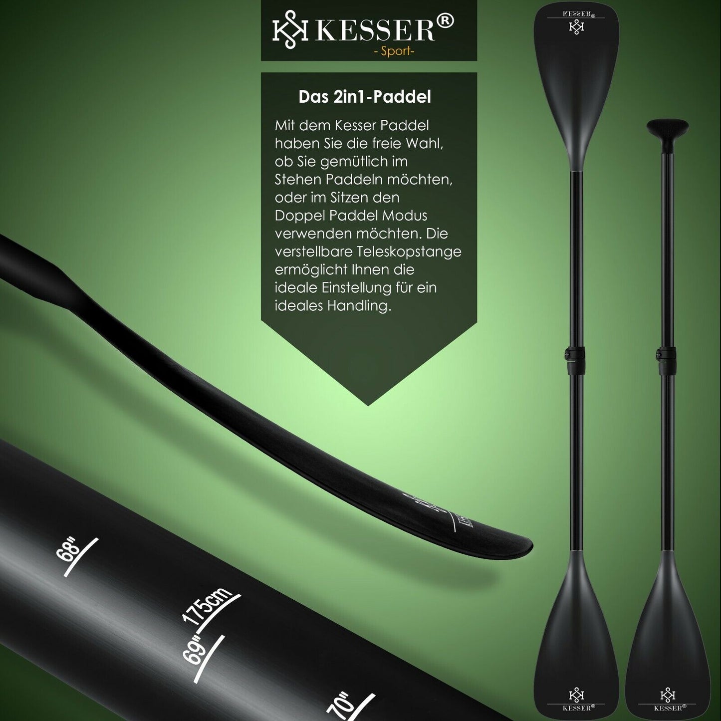 KESSER® SUP Board Set Stand up Paddle Aufblasbar Sichtfenster Surfboard Paddling