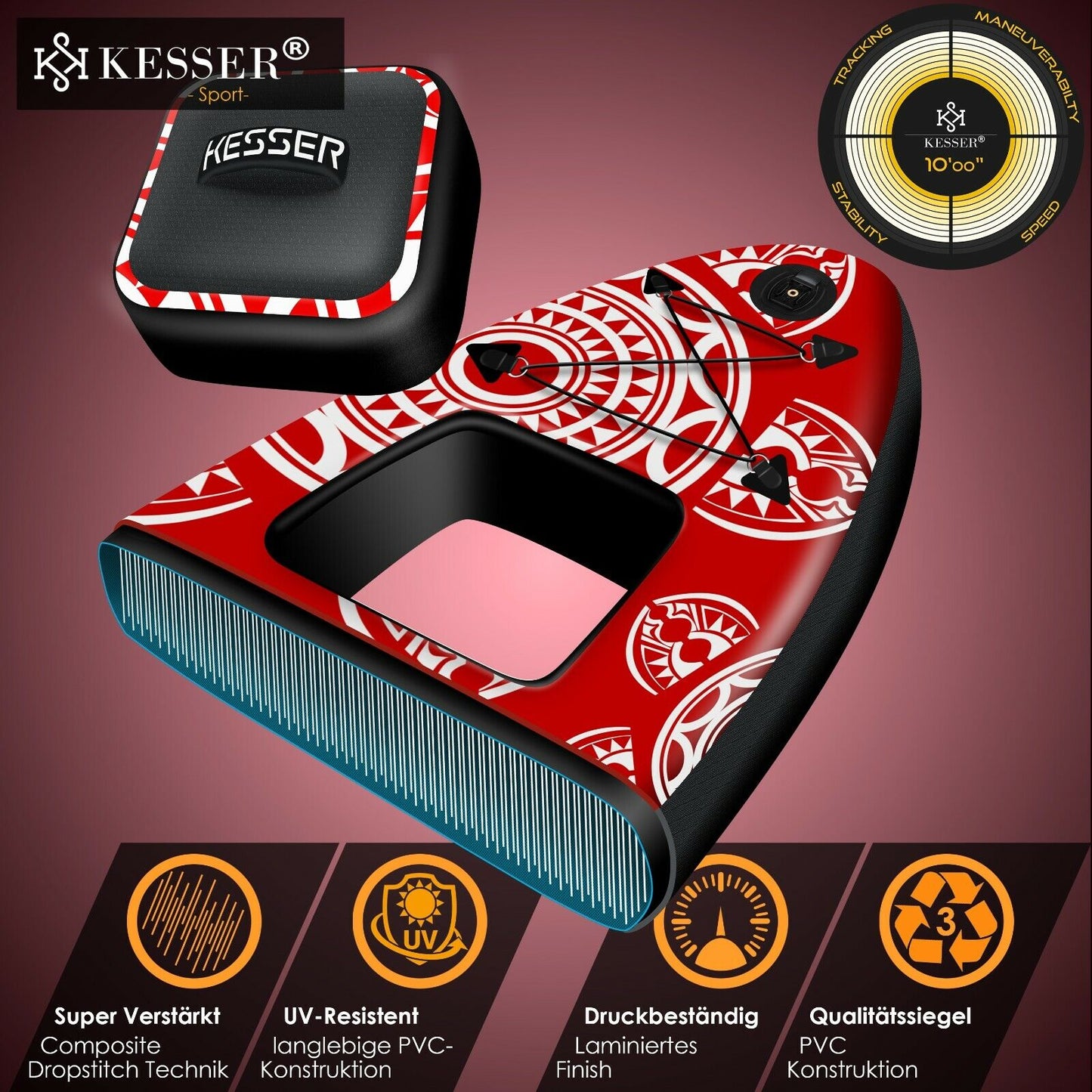 KESSER® SUP Board Set Stand up Paddle Aufblasbar Sichtfenster Surfboard Paddling