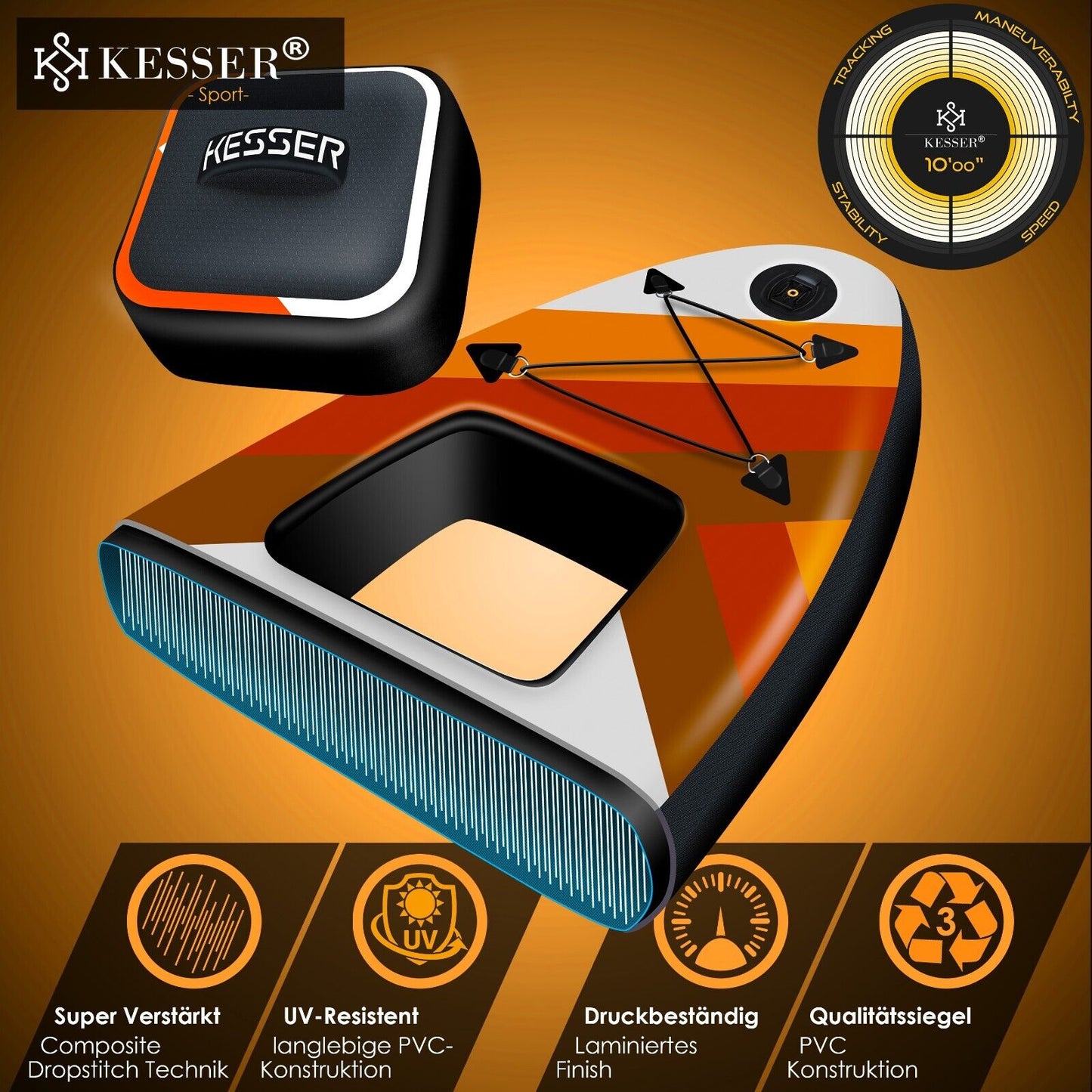 KESSER® SUP Board Set Stand up Paddle Aufblasbar Sichtfenster Surfboard Paddling