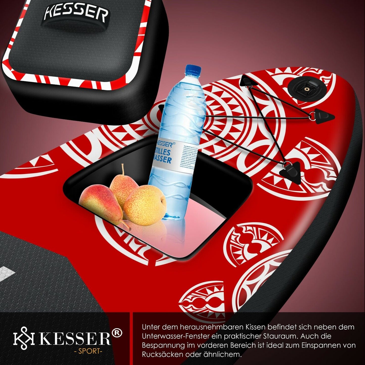 KESSER® SUP Board Set Stand up Paddle Aufblasbar Sichtfenster Surfboard Paddling