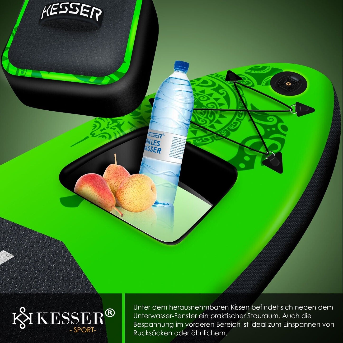 KESSER® SUP Board Set Stand up Paddle Aufblasbar Sichtfenster Surfboard Paddling