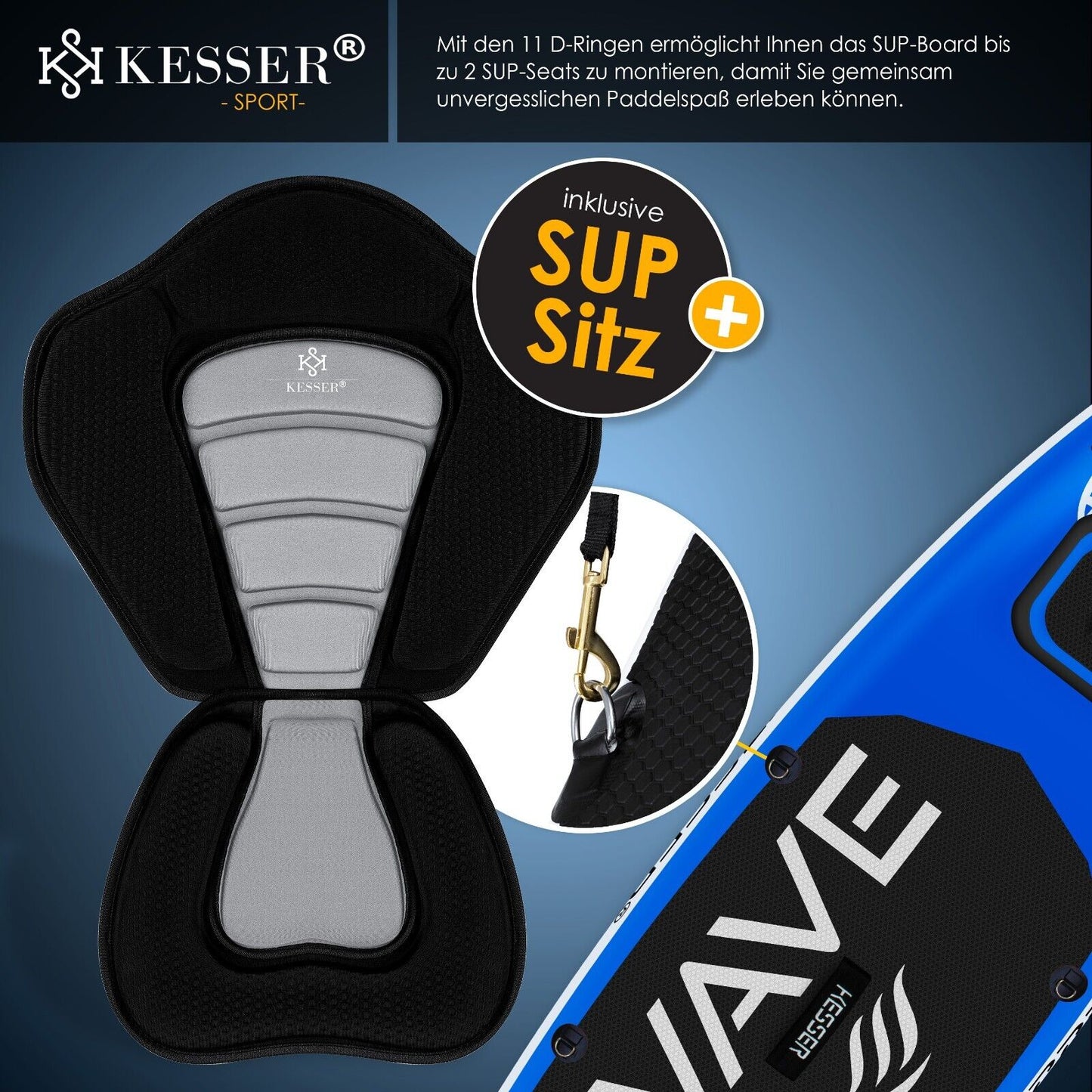 KESSER® SUP Board Set Stand up Paddle Aufblasbar Sichtfenster Surfboard Paddling