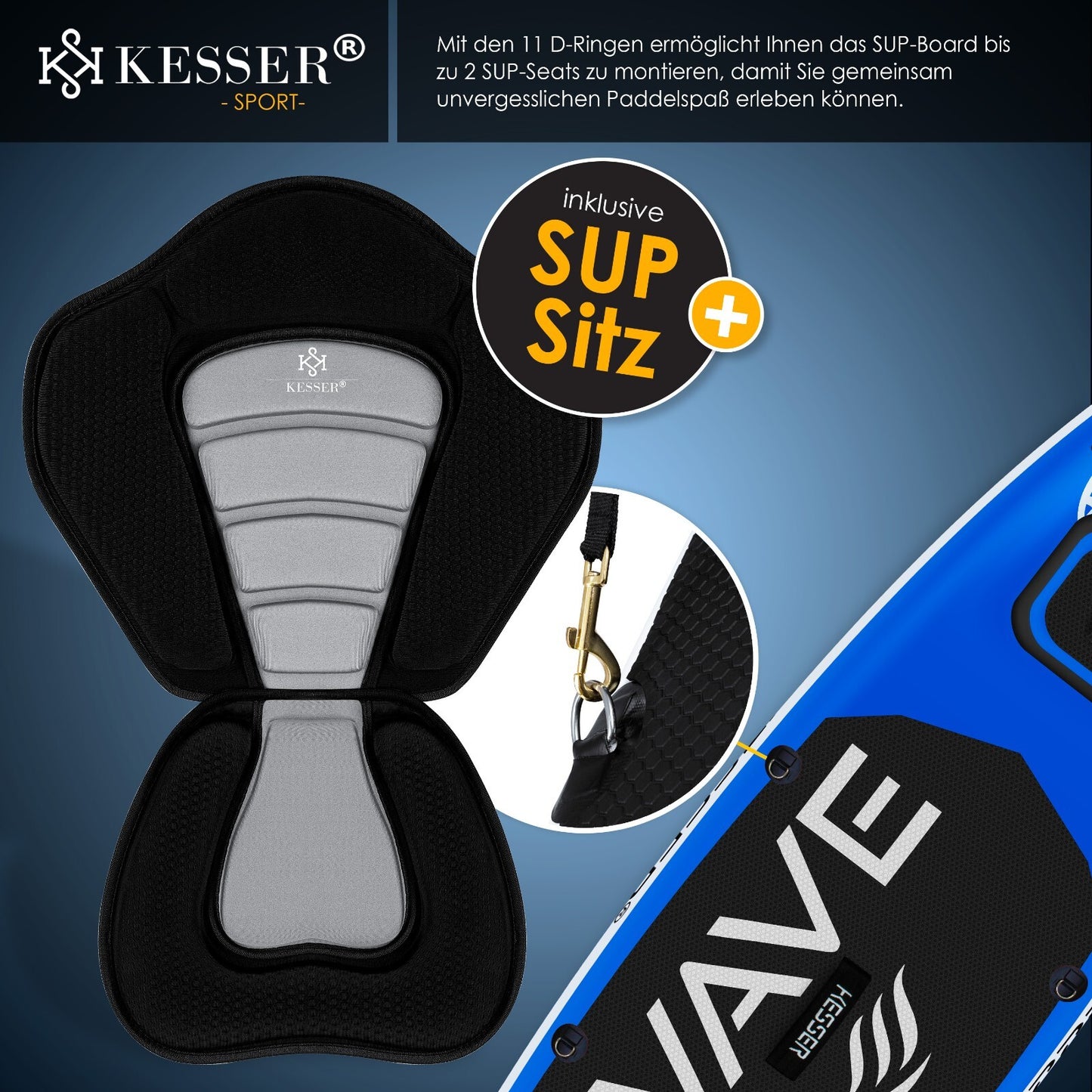 KESSER® SUP Board Set Stand up Paddle Aufblasbar Sichtfenster Surfboard Paddling