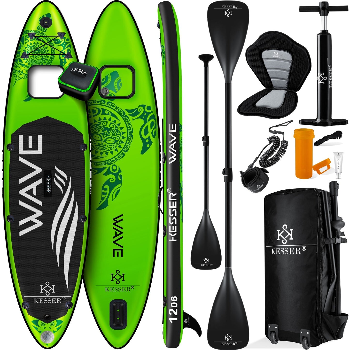 KESSER® SUP Board Set Stand up Paddle Aufblasbar Sichtfenster Surfboard Paddling
