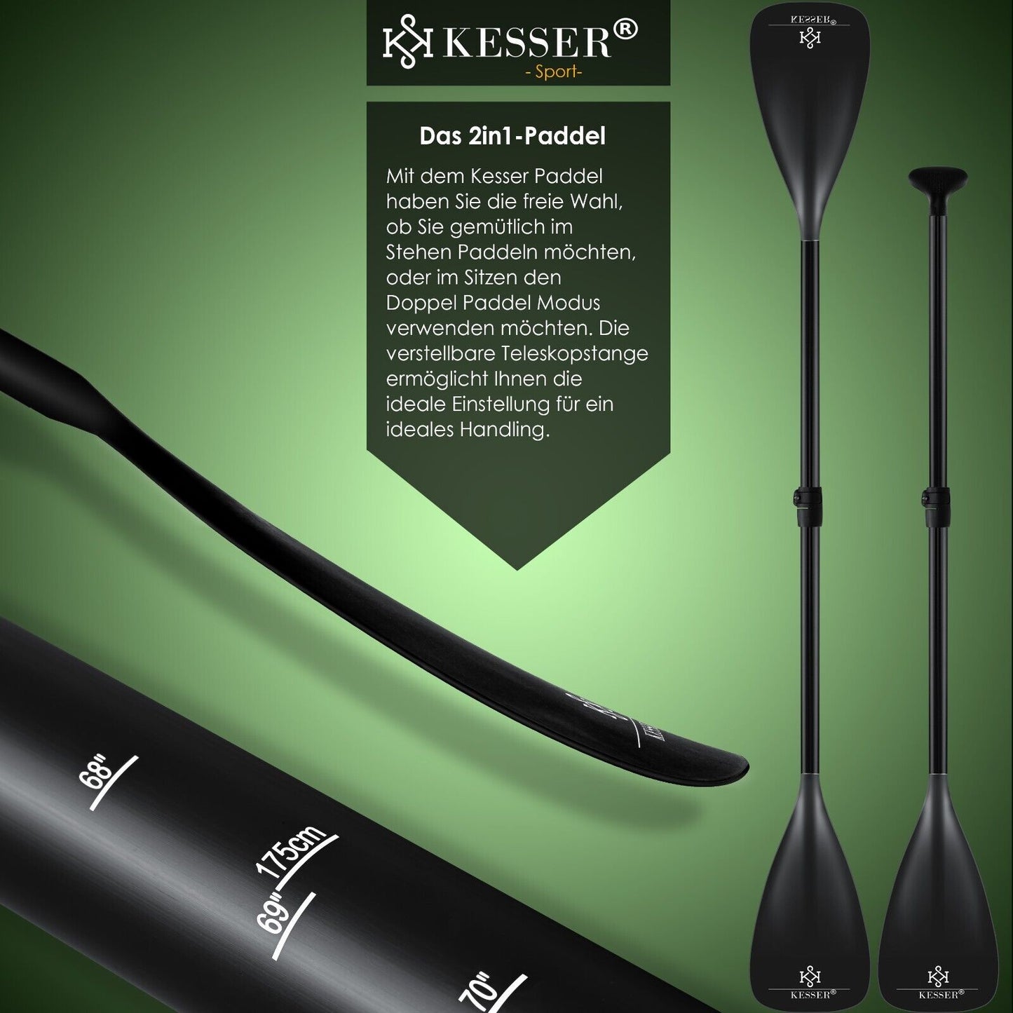 KESSER® SUP Board Set Stand up Paddle Aufblasbar Sichtfenster Surfboard Paddling