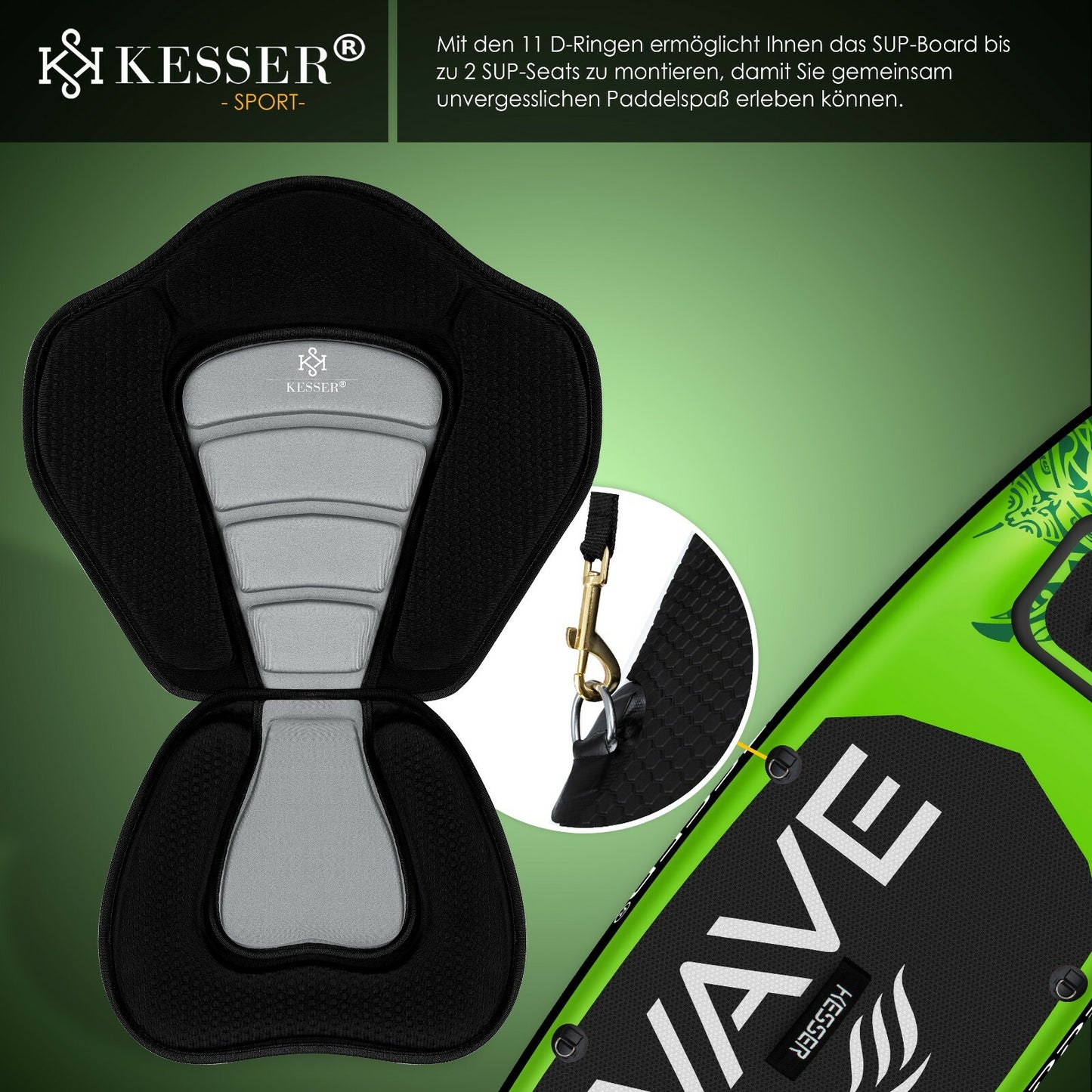 KESSER® SUP Board Set Stand up Paddle Aufblasbar Sichtfenster Surfboard Paddling