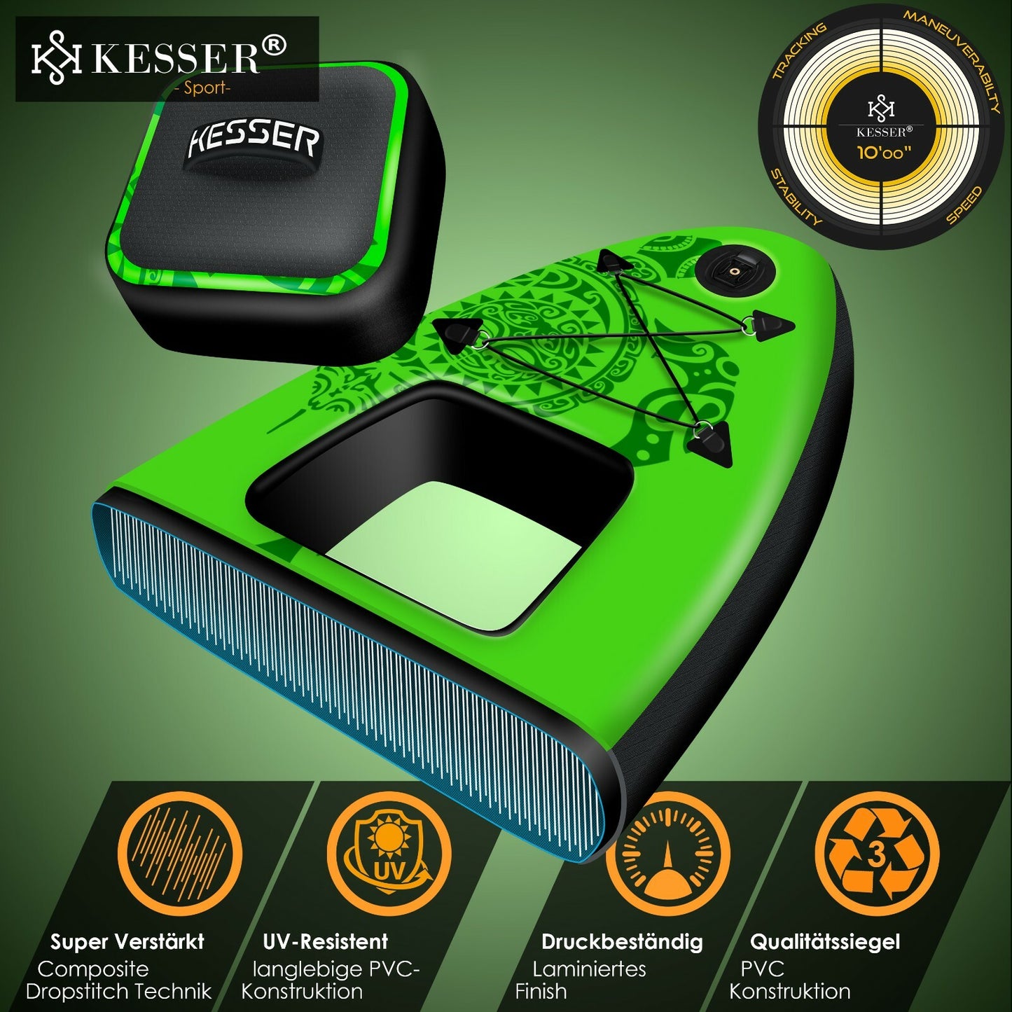 KESSER® SUP Board Set Stand up Paddle Aufblasbar Sichtfenster Surfboard Paddling
