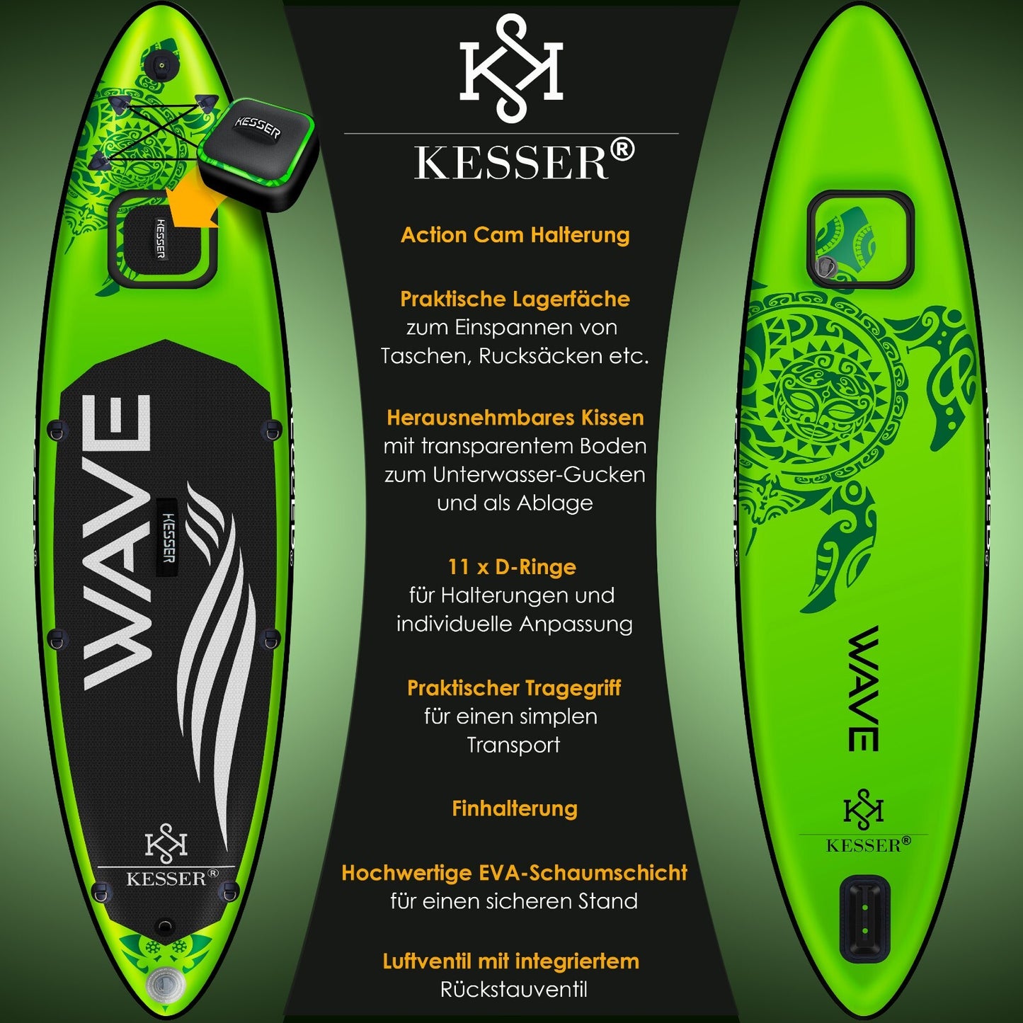 KESSER® SUP Board Set Stand up Paddle Aufblasbar Sichtfenster Surfboard Paddling
