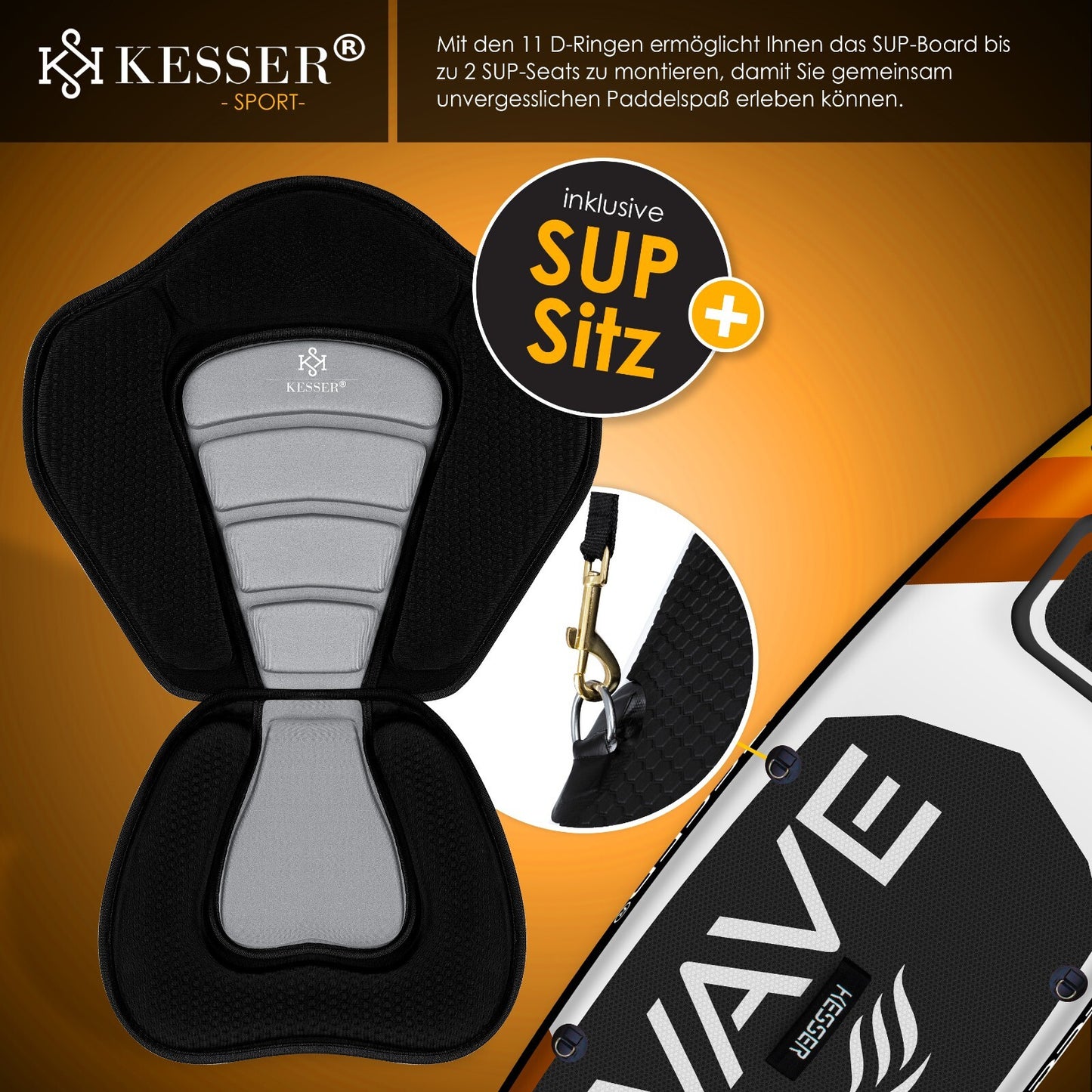 KESSER® SUP Board Set Stand up Paddle Aufblasbar Sichtfenster Surfboard Paddling