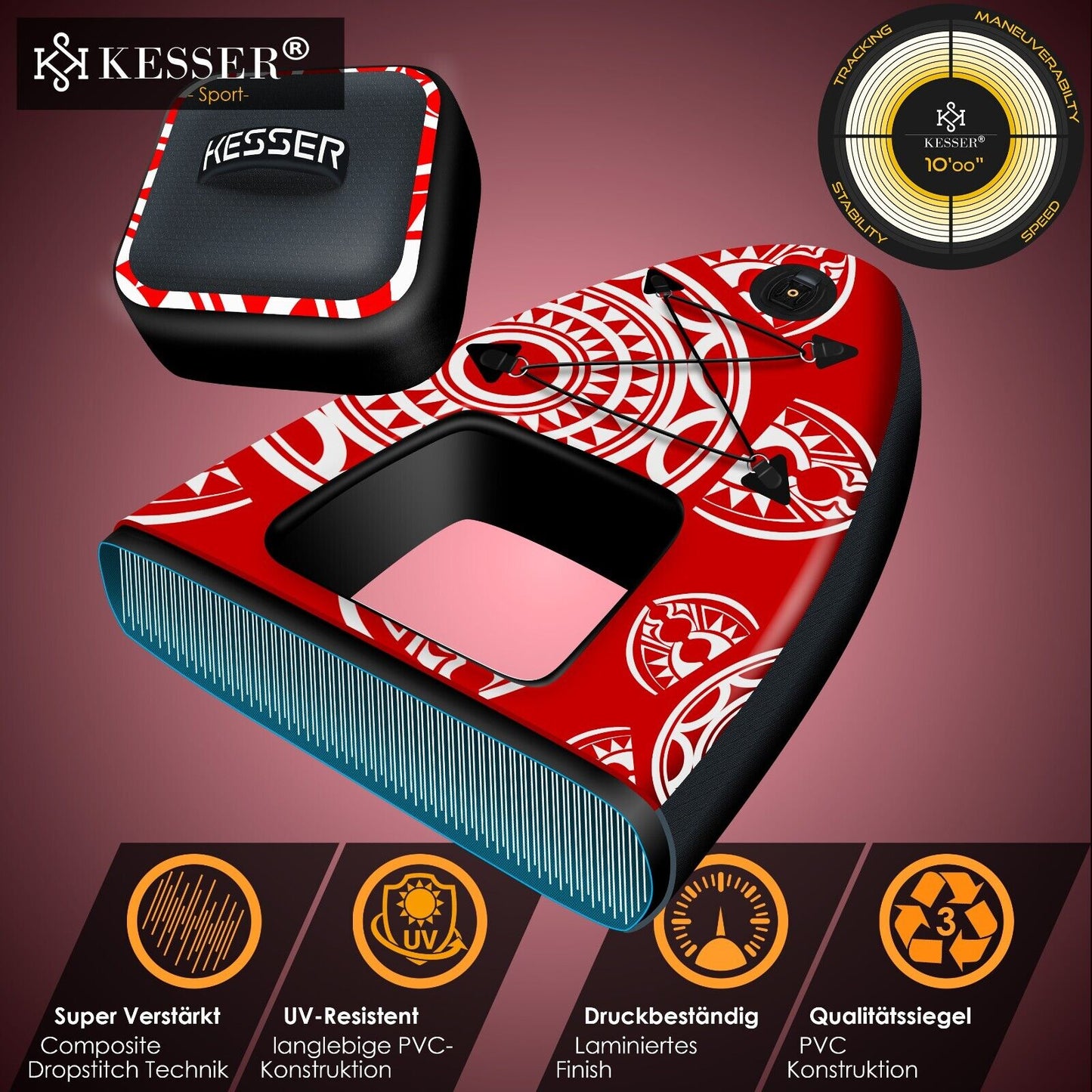 KESSER® SUP Board Set Stand up Paddle Aufblasbar Sichtfenster Surfboard Paddling