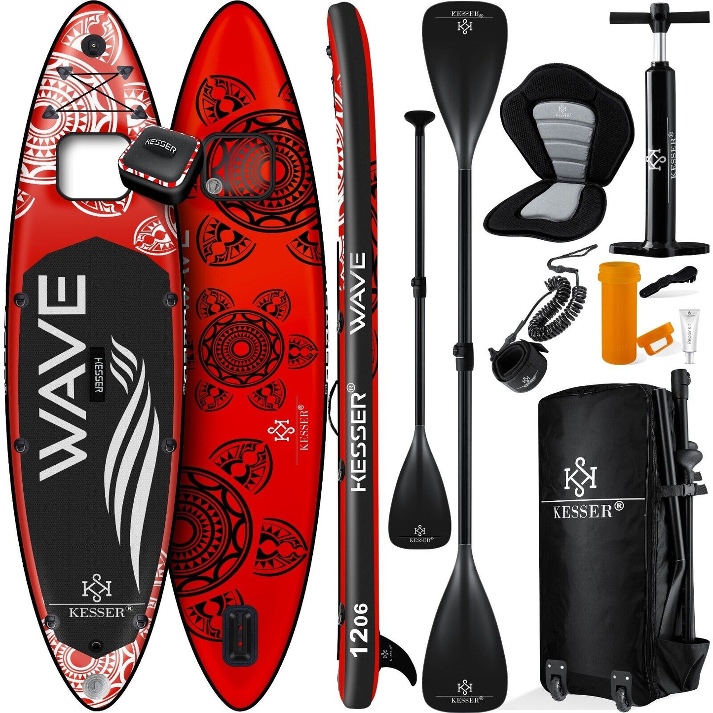 KESSER® SUP Board Set Stand up Paddle Aufblasbar Sichtfenster Surfboard Paddling