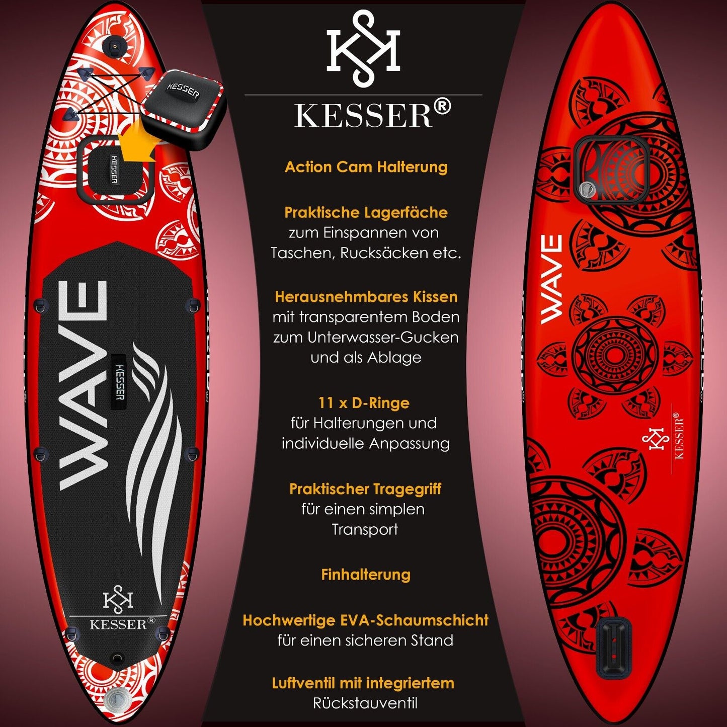 KESSER® SUP Board Set Stand up Paddle Aufblasbar Sichtfenster Surfboard Paddling