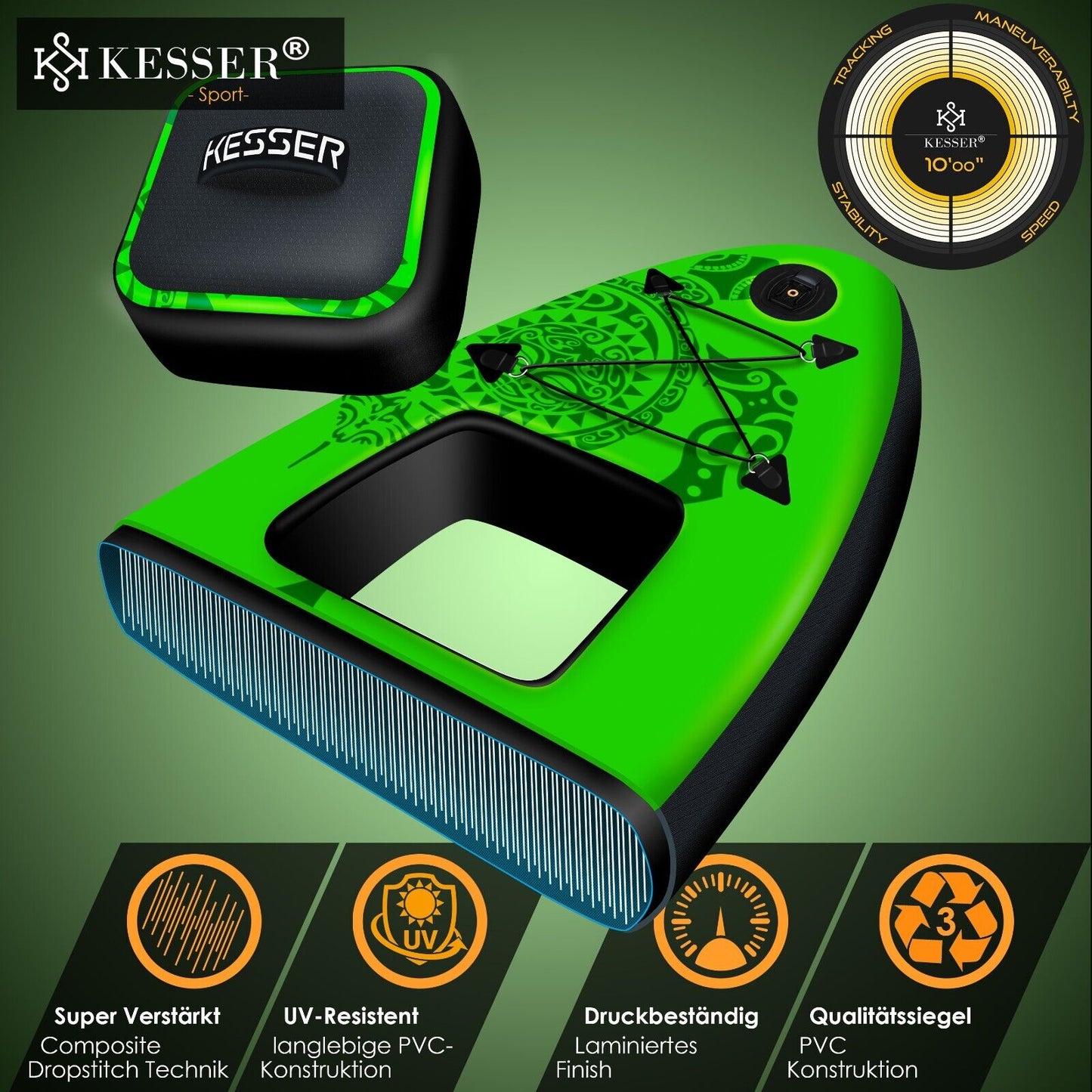 KESSER® SUP Board Set Stand up Paddle Aufblasbar Sichtfenster Surfboard Paddling