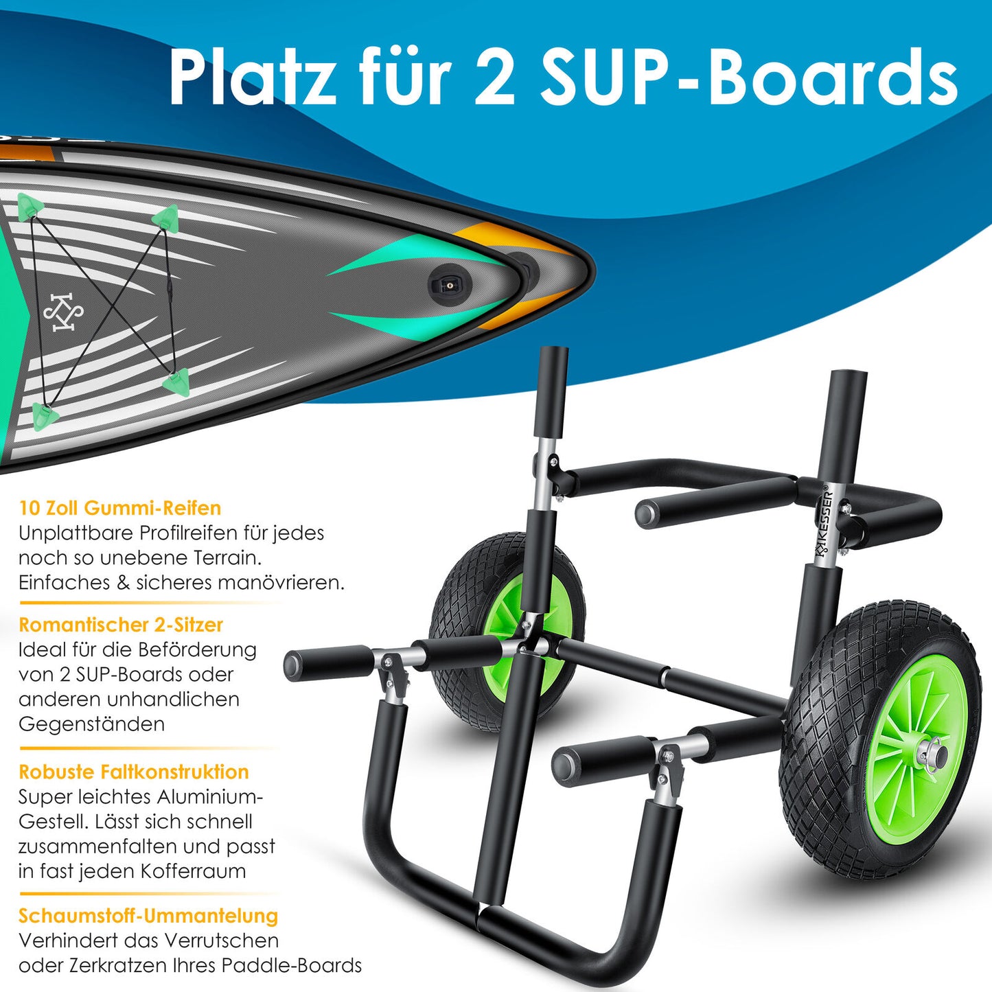 KESSER® SUP Transportwagen Stand up Paddle Board Surfboard Wagen Kajakwagen