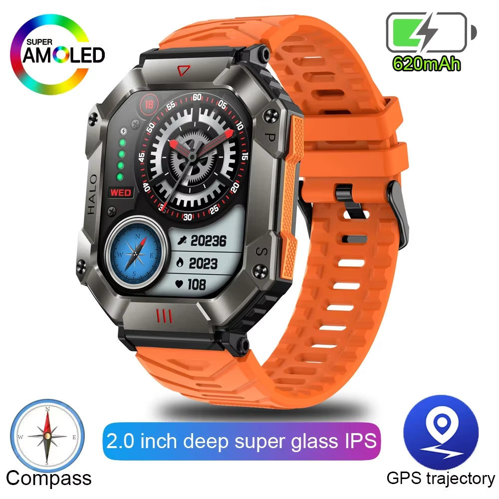2024 New Outdoor Sports Smart Watch Altitude Pressure Compass Heart Rate Blood Oxygen Monitoring Bluetooth Call Smartwatches 