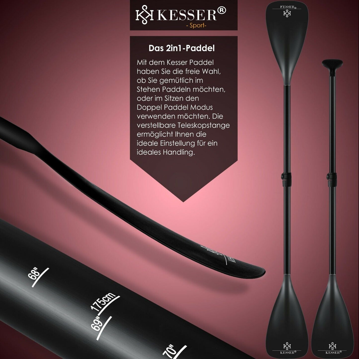 KESSER® SUP Board Set Stand up Paddle Aufblasbar Sichtfenster Surfboard Paddling
