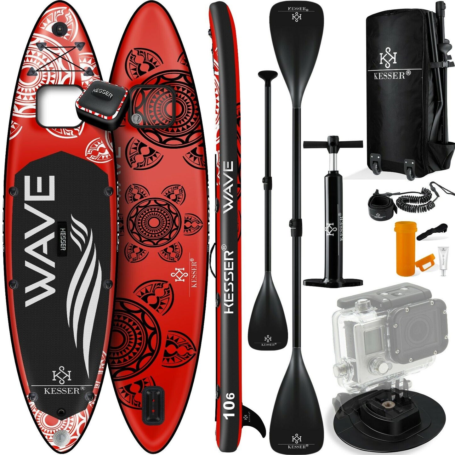 KESSER® SUP Board Set Stand up Paddle Aufblasbar Sichtfenster Surfboard Paddling