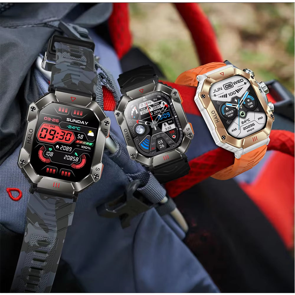 2024 New Outdoor Sports Smart Watch Altitude Pressure Compass Heart Rate Blood Oxygen Monitoring Bluetooth Call Smartwatches 