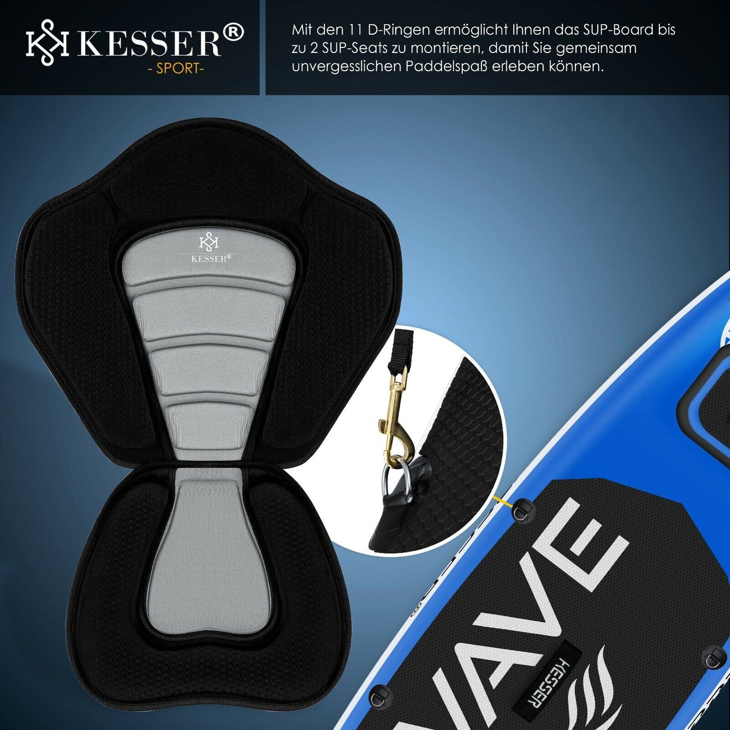 KESSER® SUP Board Set Stand up Paddle Aufblasbar Sichtfenster Surfboard Paddling