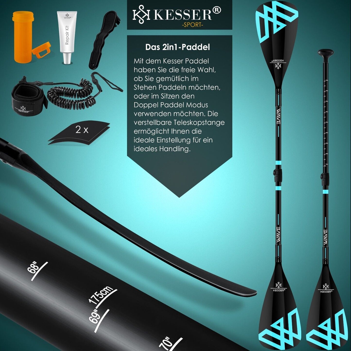 KESSER® SUP Board Set GTX Mit Sitz Stand up Paddle Aufblasbar Surfboard Paddling