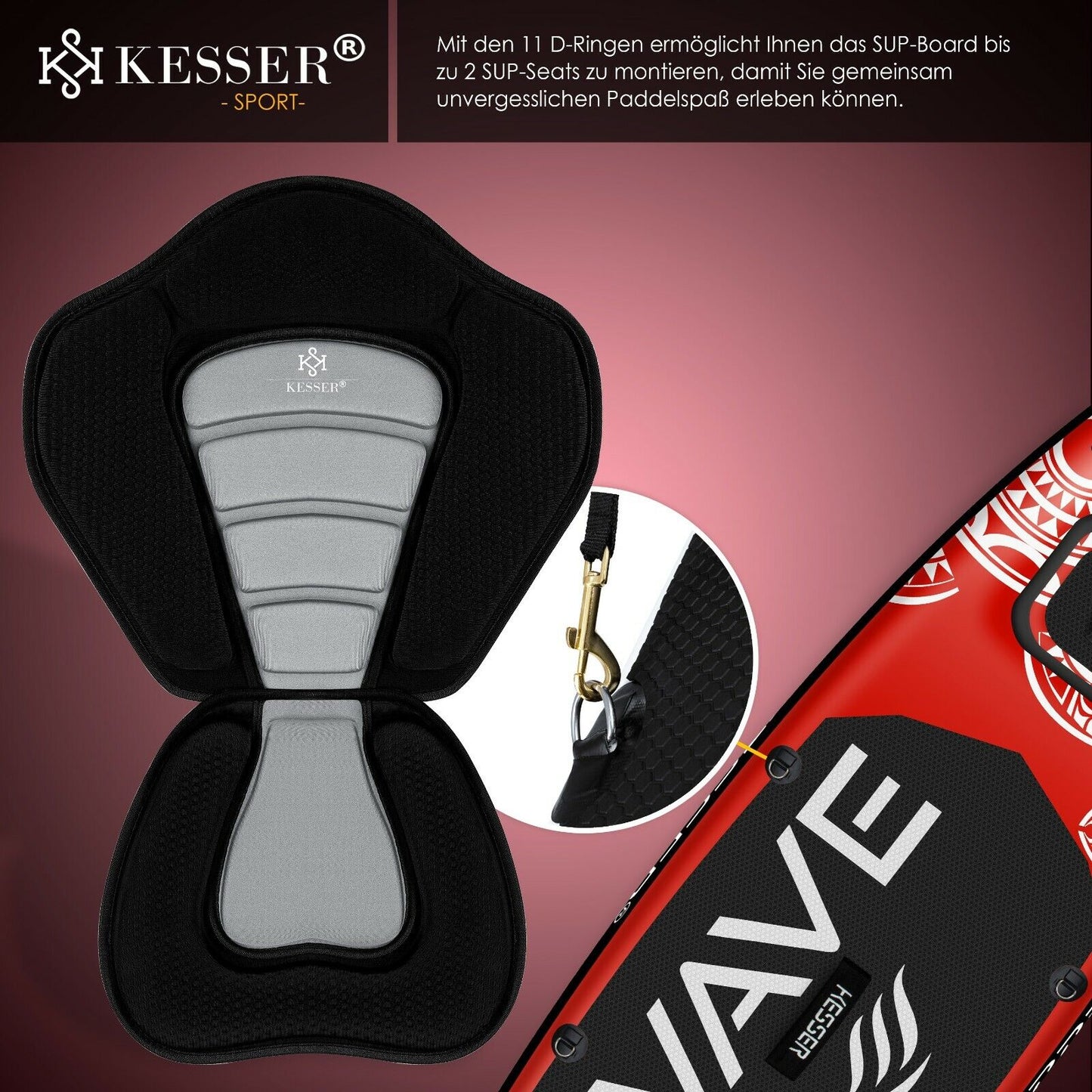 KESSER® SUP Board Set Stand up Paddle Aufblasbar Sichtfenster Surfboard Paddling