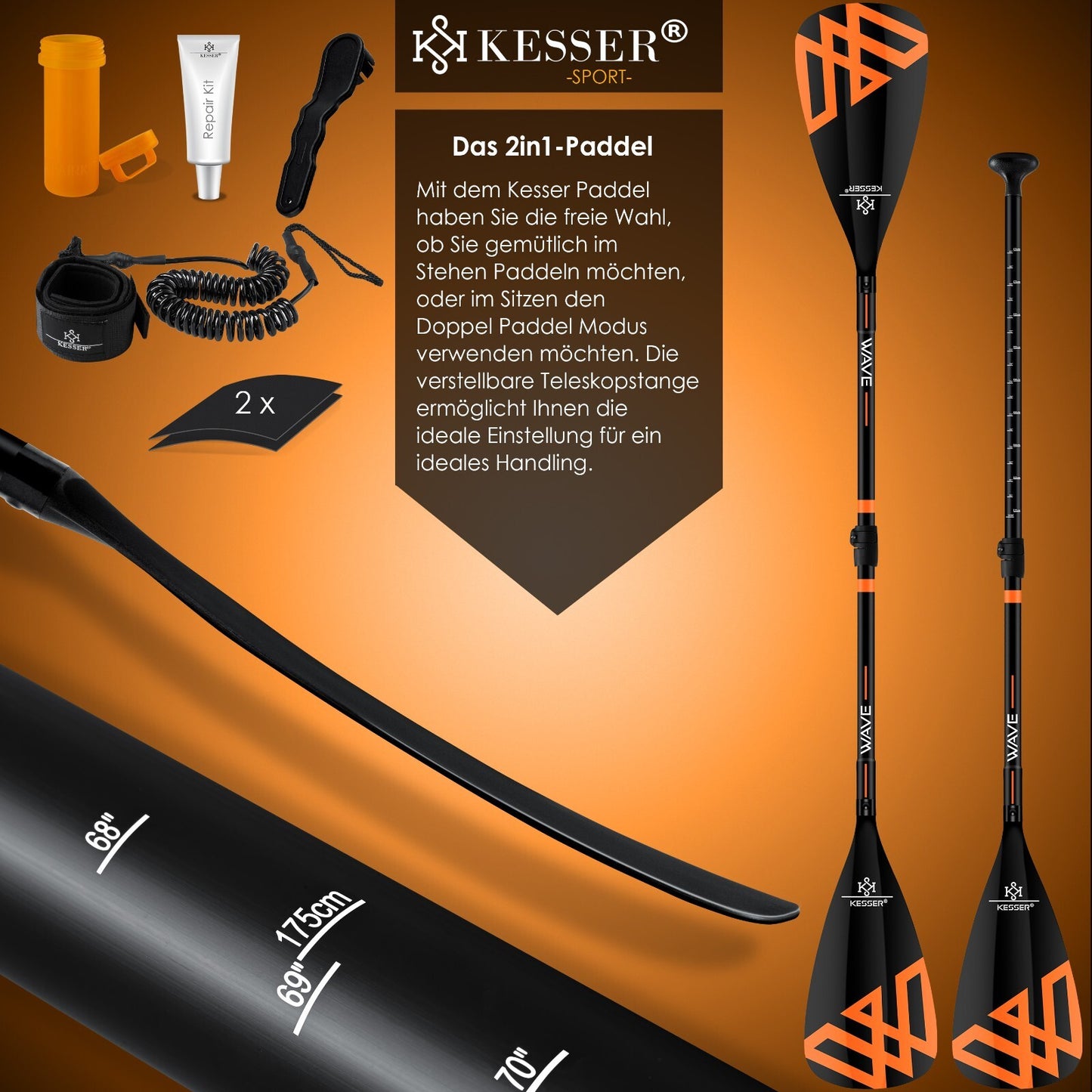 KESSER® SUP Board Set GTX Mit Sitz Stand up Paddle Aufblasbar Surfboard Paddling