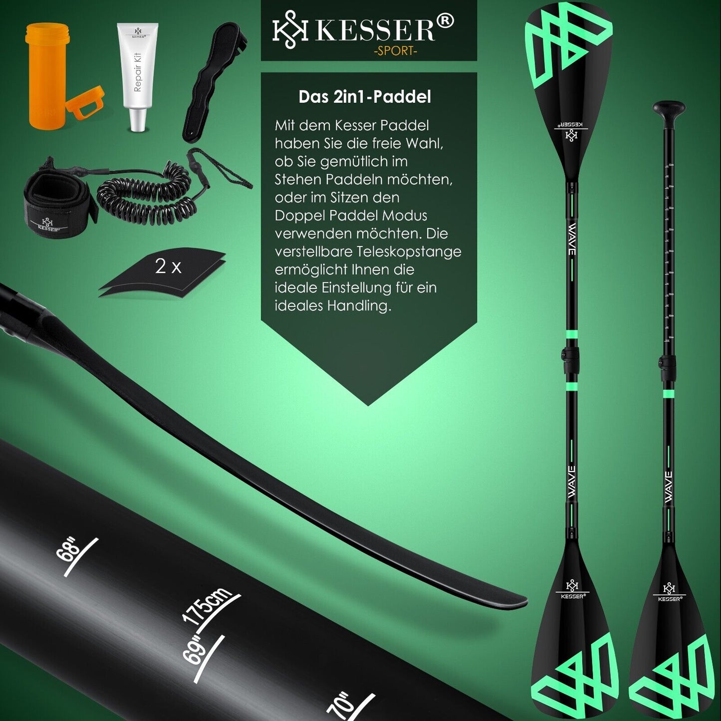 KESSER® SUP Board Set GTX Mit Sitz Stand up Paddle Aufblasbar Surfboard Paddling