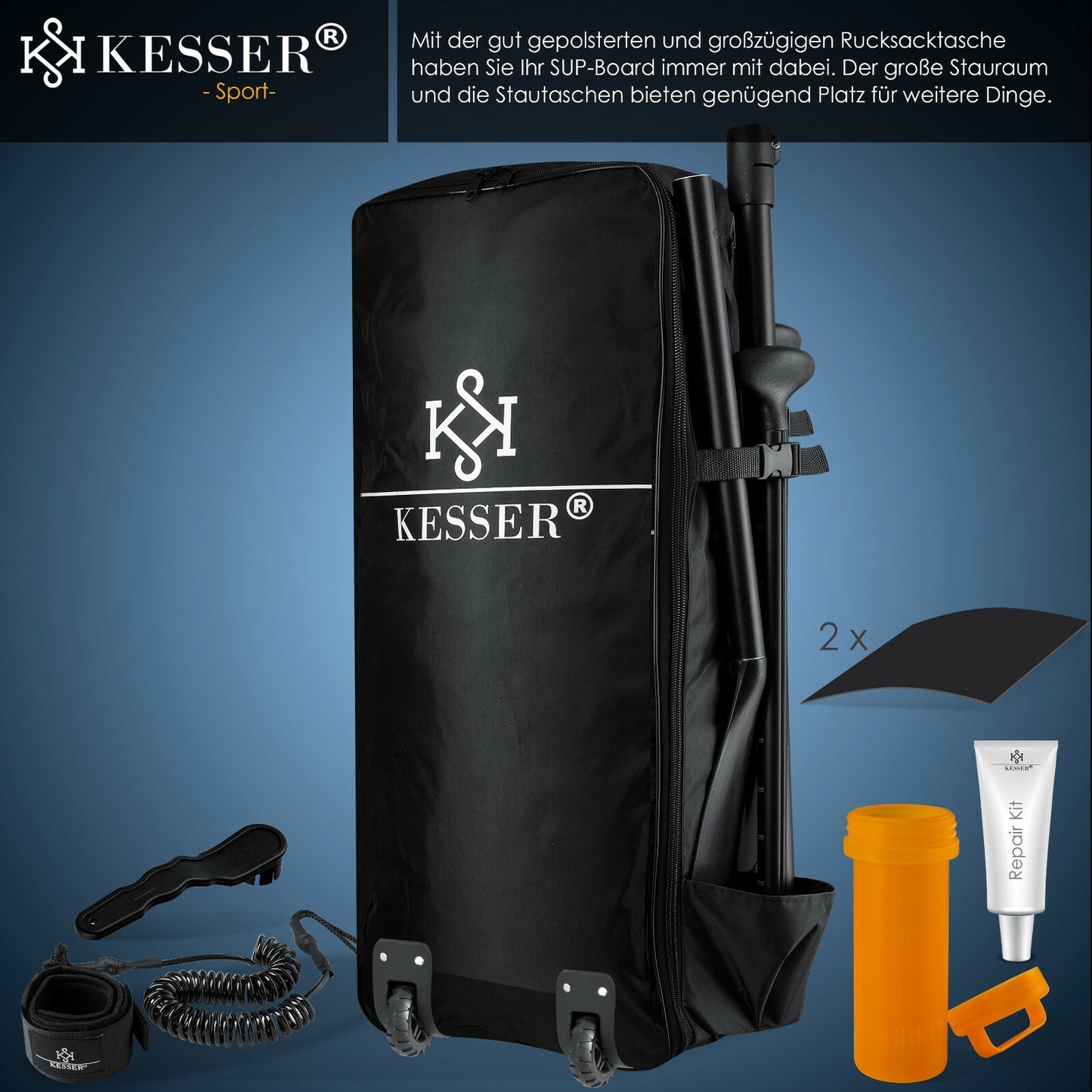 KESSER® SUP Board Set Stand up Paddle Aufblasbar Sichtfenster Surfboard Paddling