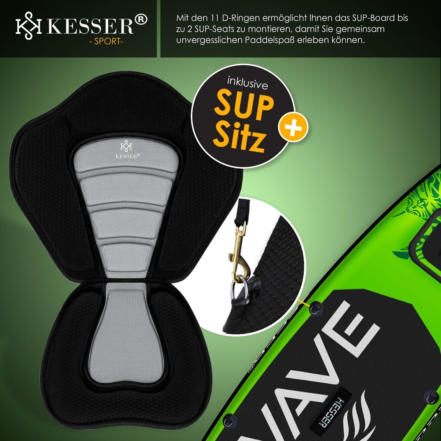 KESSER® SUP Board Set Stand up Paddle Aufblasbar Sichtfenster Surfboard Paddling
