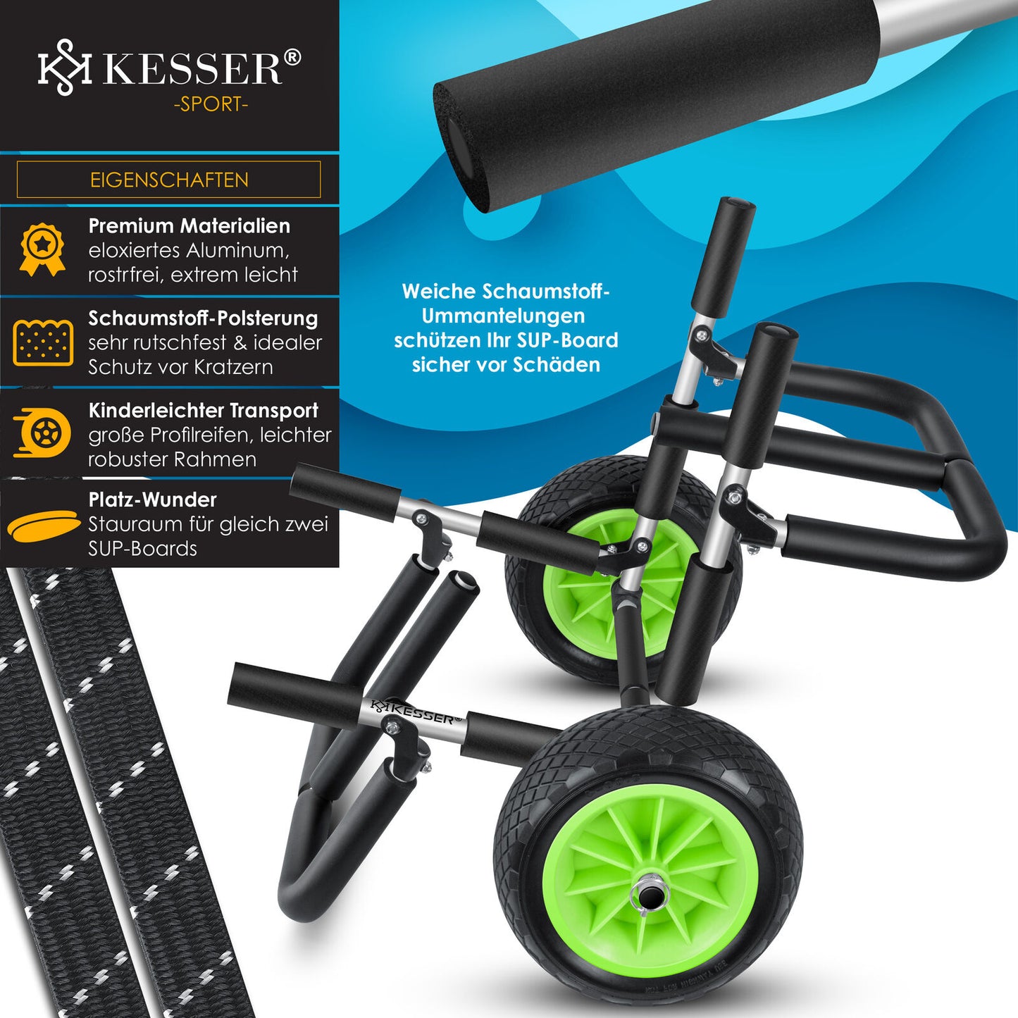 KESSER® SUP Transportwagen Stand up Paddle Board Surfboard Wagen Kajakwagen