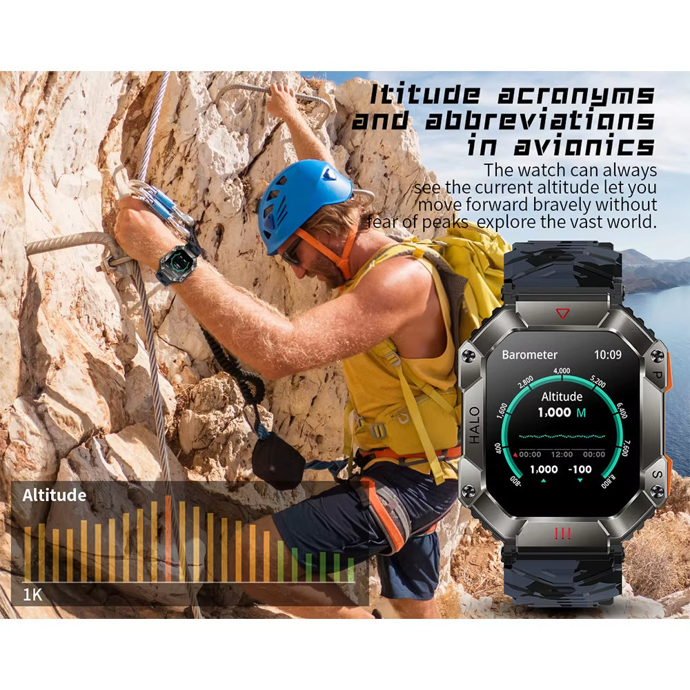 2024 New Outdoor Sports Smart Watch Altitude Pressure Compass Heart Rate Blood Oxygen Monitoring Bluetooth Call Smartwatches 
