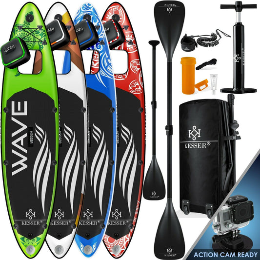 KESSER® SUP Board Set Stand up Paddle Aufblasbar Sichtfenster Surfboard Paddling