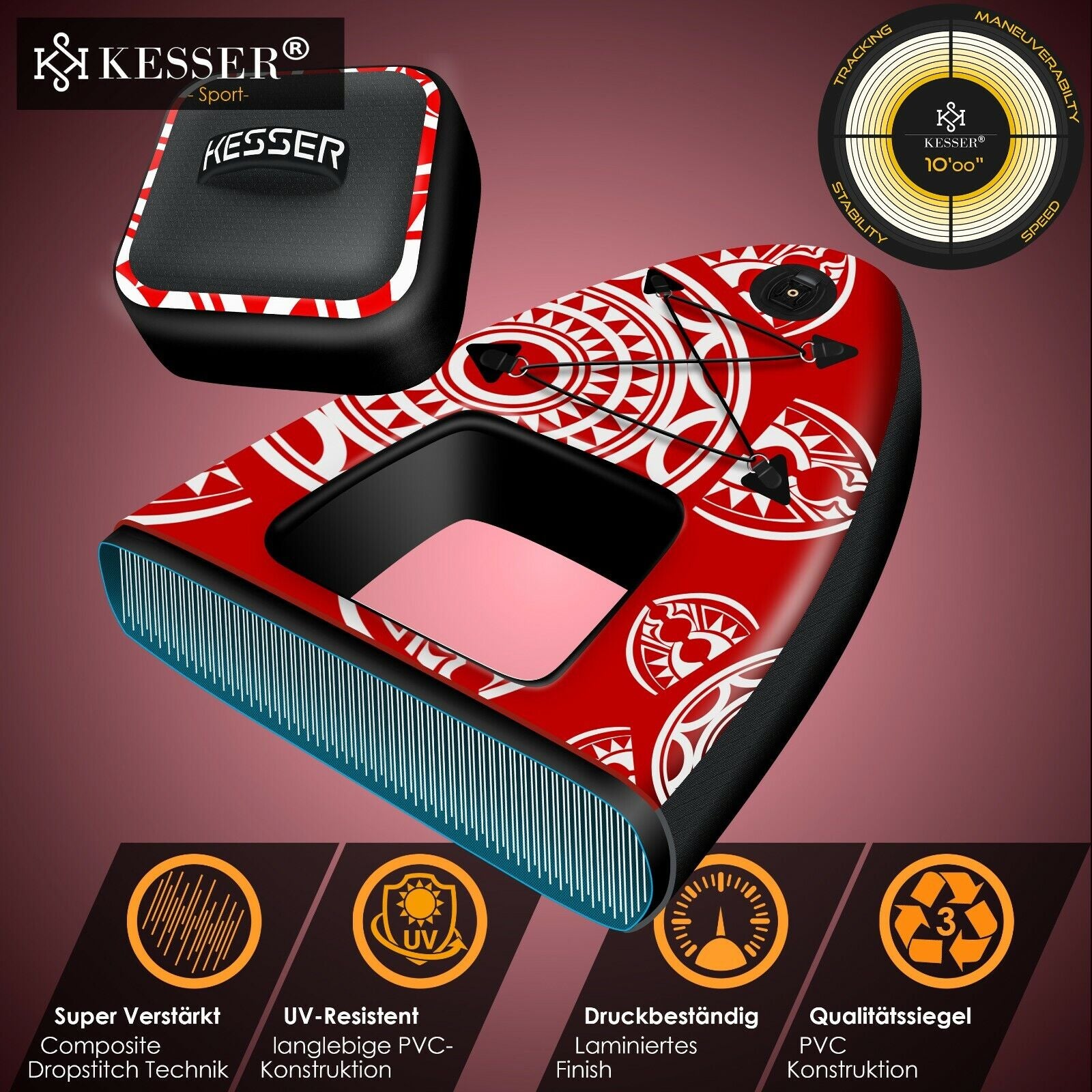 KESSER® SUP Board Set Stand up Paddle Aufblasbar Sichtfenster Surfboard Paddling