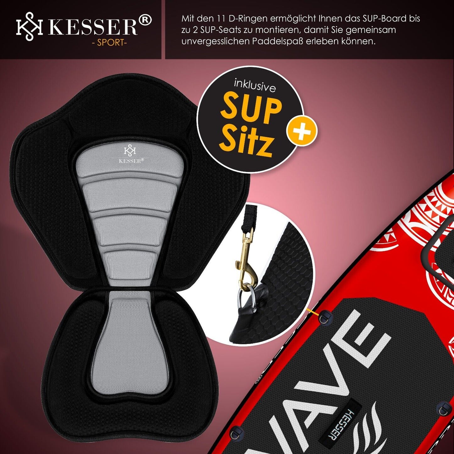 KESSER® SUP Board Set Stand up Paddle Aufblasbar Sichtfenster Surfboard Paddling