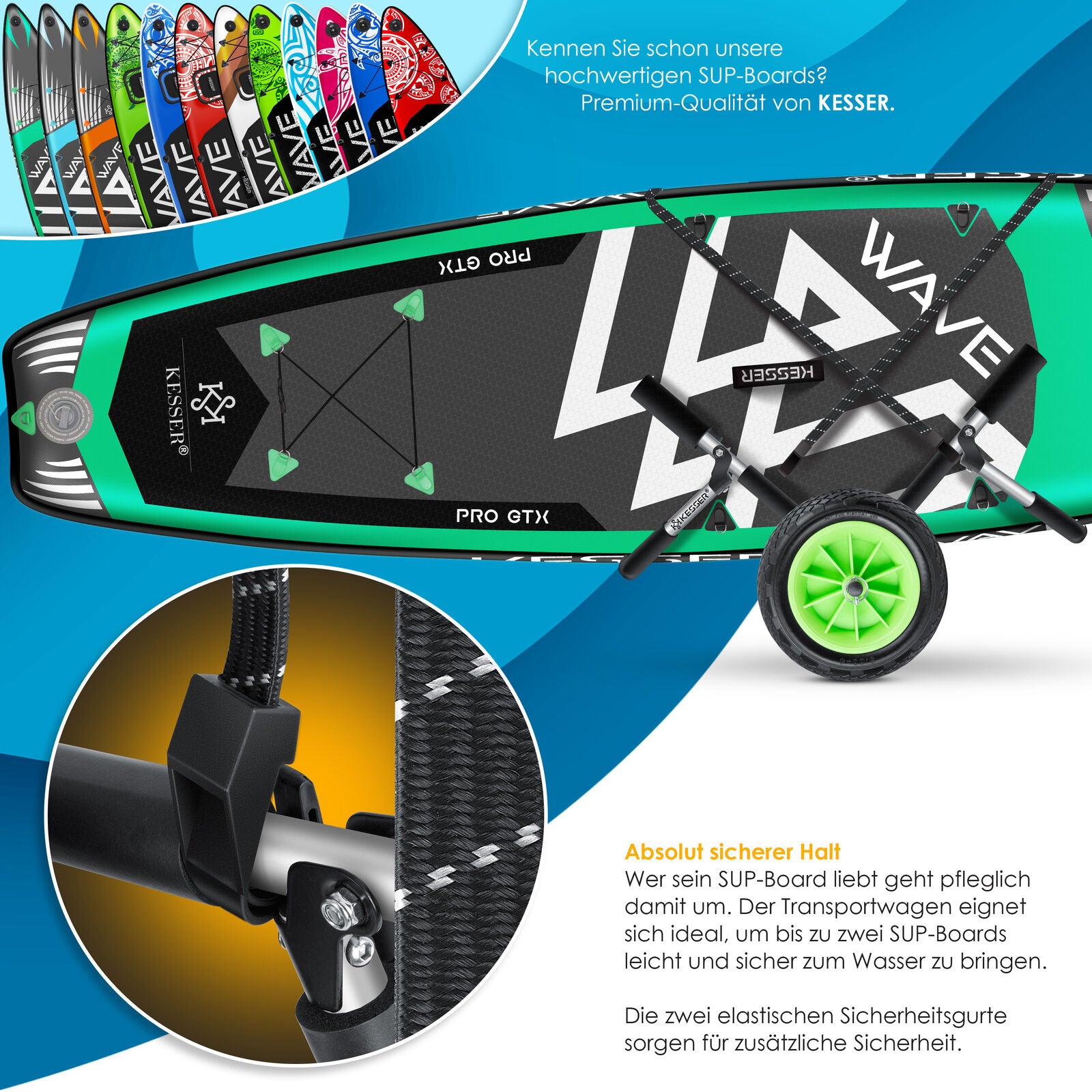 KESSER® SUP Transportwagen Stand up Paddle Board Surfboard Wagen Kajakwagen