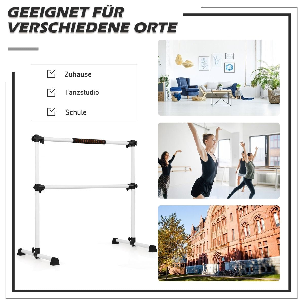 Ballet-Bar Ballettstange Ballett/Stretch Barre Höhenverstellbar Mobil 123 X 71 X 119CM