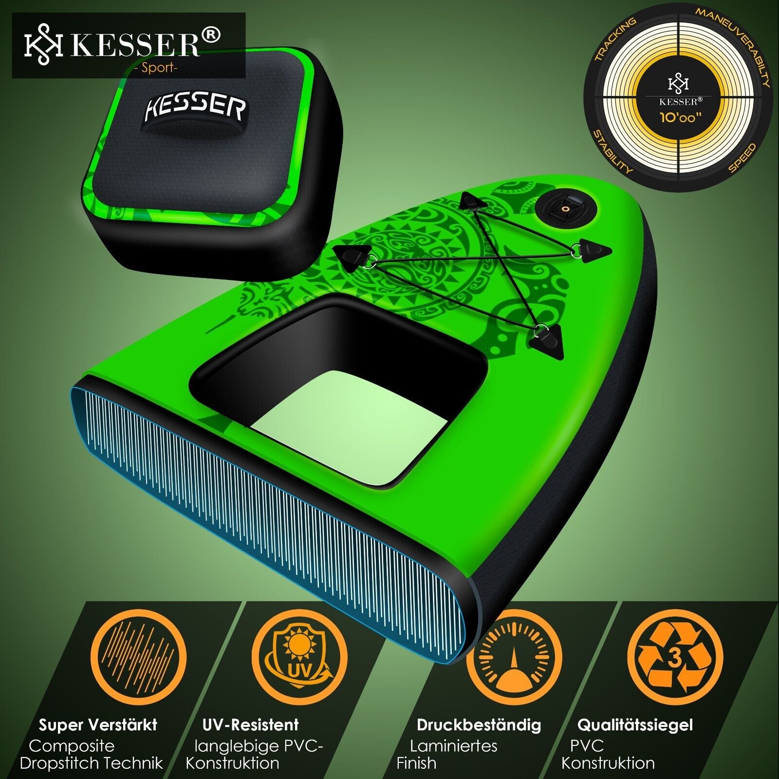 KESSER® SUP Board Set Stand up Paddle Aufblasbar Sichtfenster Surfboard Paddling