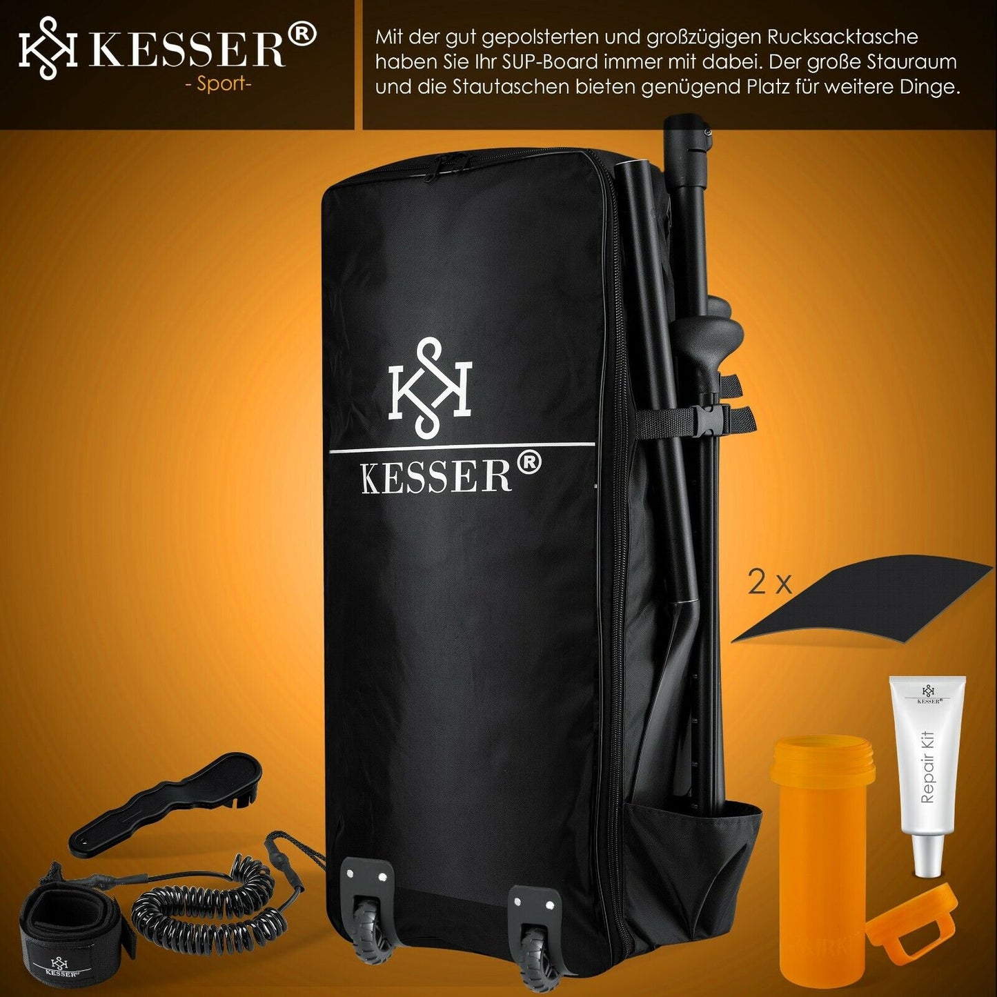 KESSER® SUP Board Set Stand up Paddle Aufblasbar Sichtfenster Surfboard Paddling