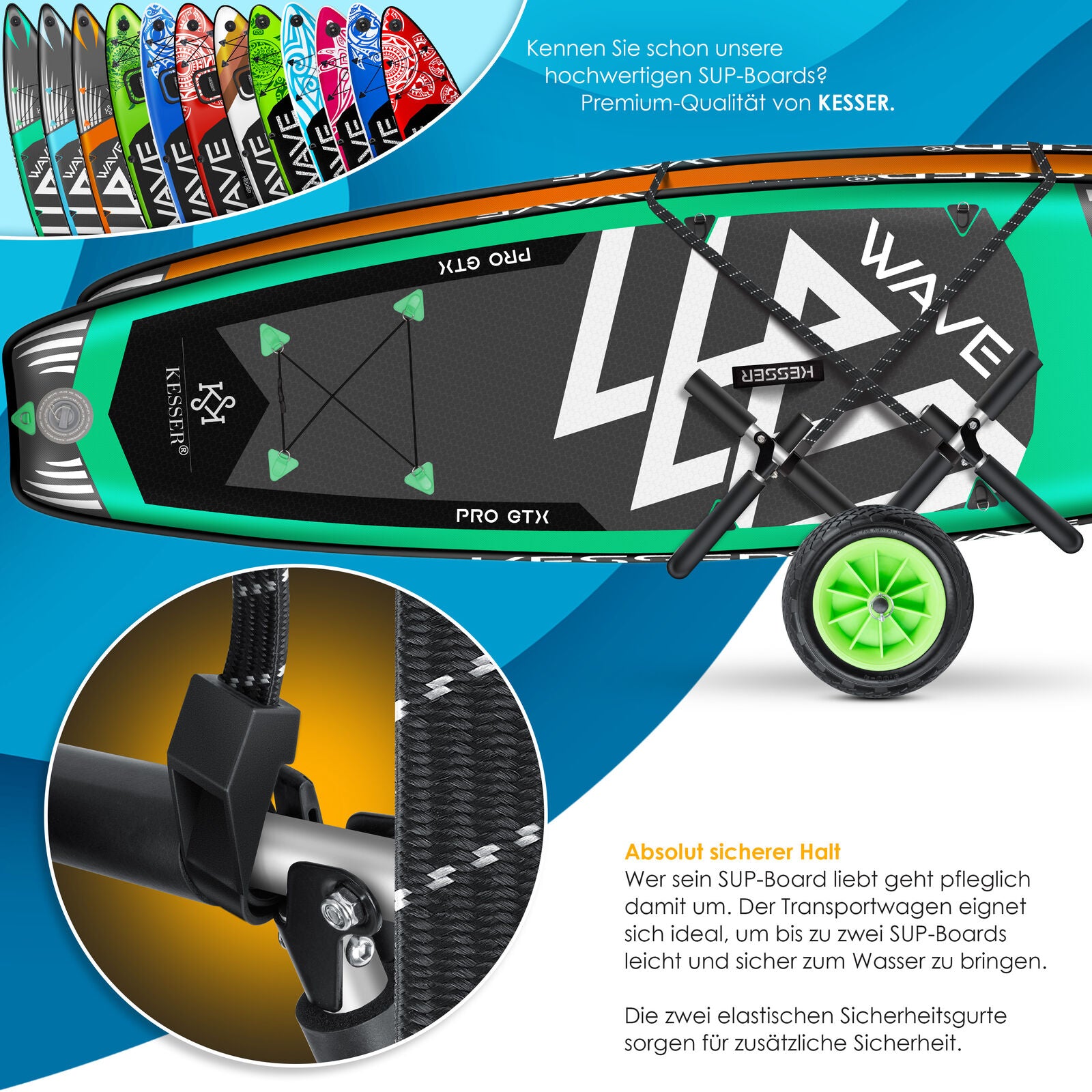 KESSER® SUP Transportwagen Stand up Paddle Board Surfboard Wagen Kajakwagen