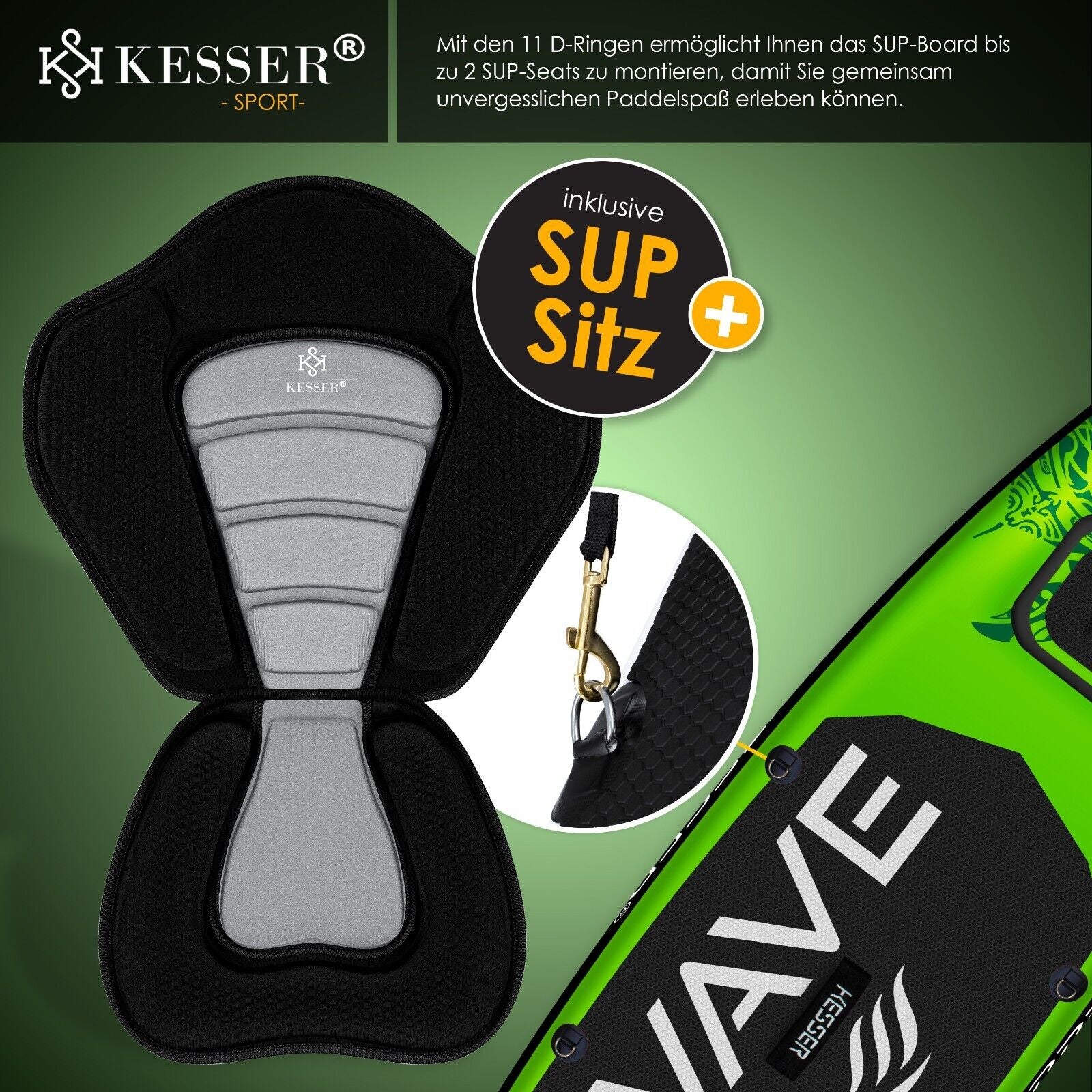 KESSER® SUP Board Set Stand up Paddle Aufblasbar Sichtfenster Surfboard Paddling