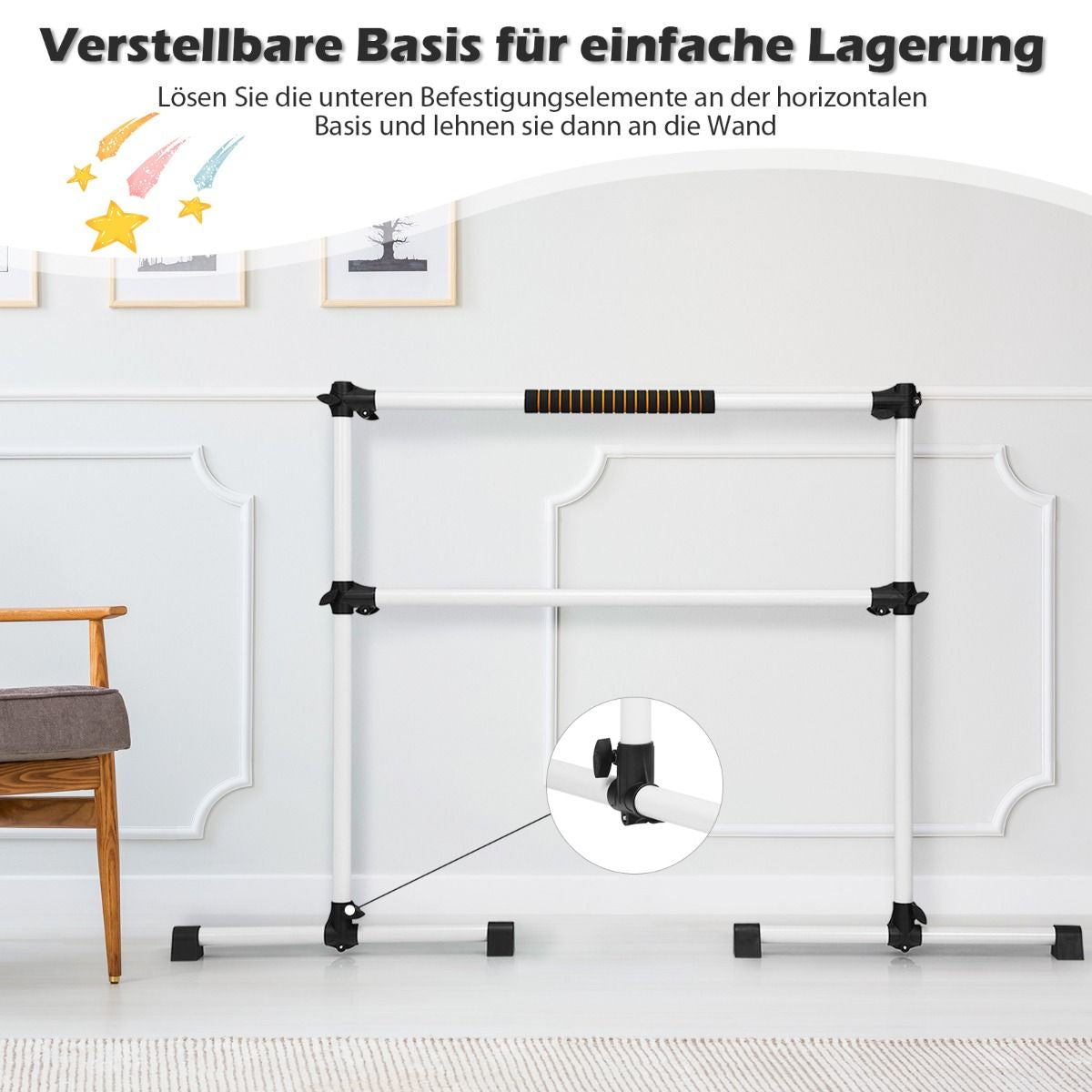 Ballet-Bar Ballettstange Ballett/Stretch Barre Höhenverstellbar Mobil 123 X 71 X 119CM
